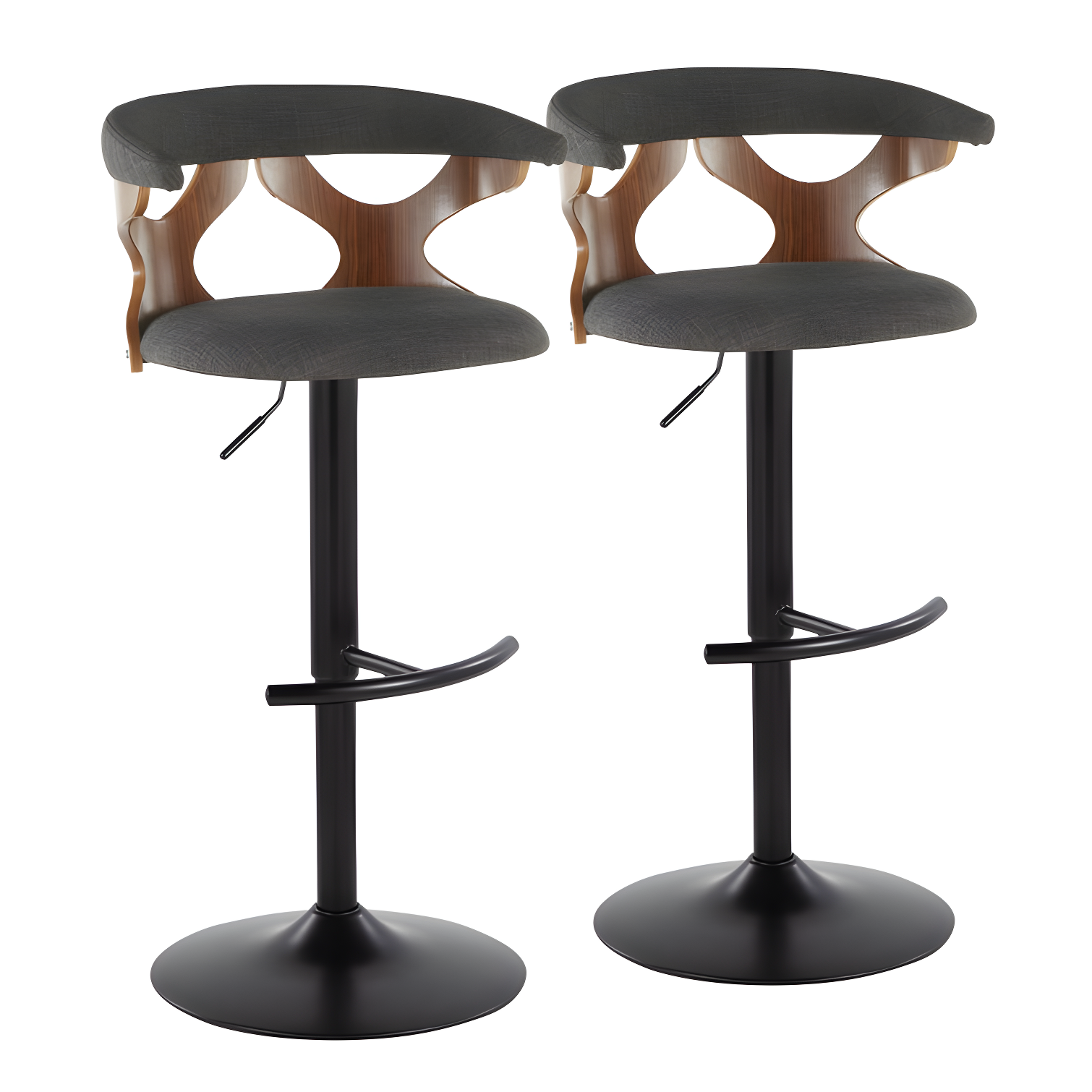Gardenia Swivel Upholstered Adjustable Height Counter Stool with Metal Frame (Set of 2)