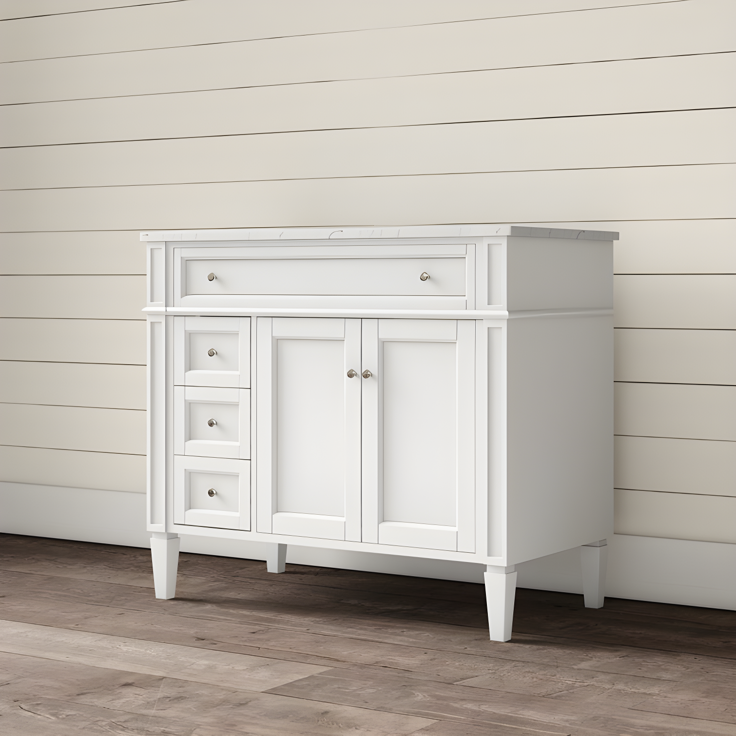 Rukie 40" Free-Standing Single Bathroom Vanity Set with Marble Vanity Top