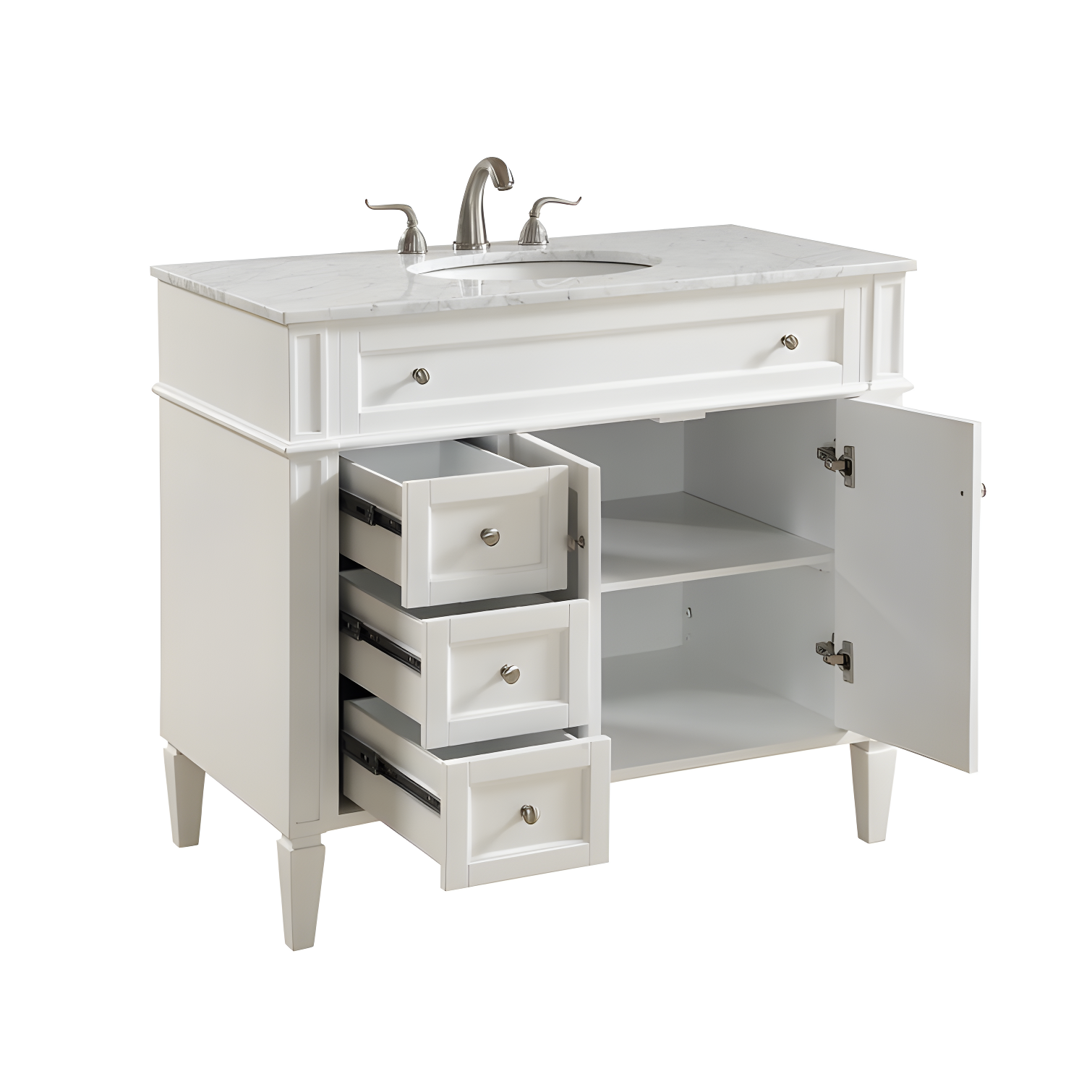 Rukie 40" Free-Standing Single Bathroom Vanity Set with Marble Vanity Top