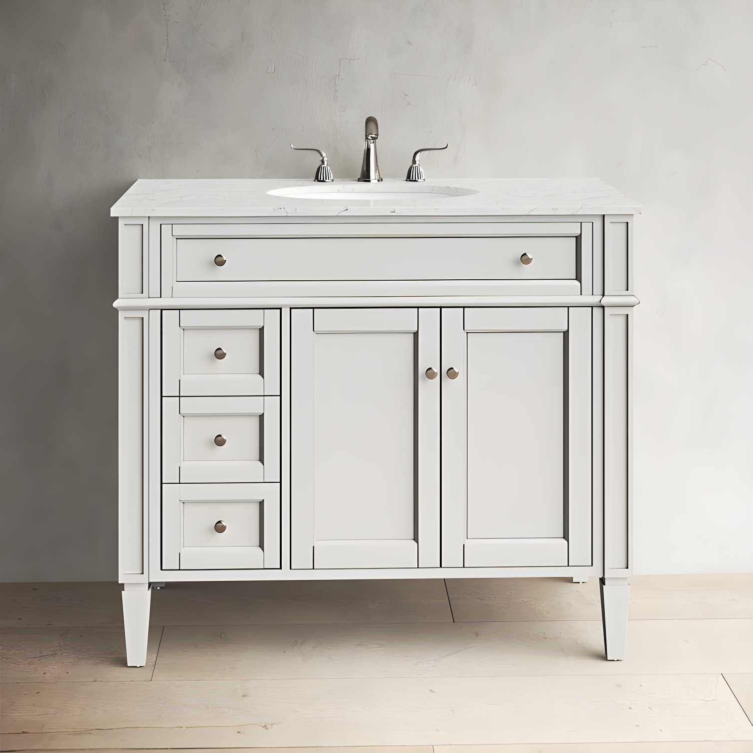 Rukie 40" Free-Standing Single Bathroom Vanity Set with Marble Vanity Top