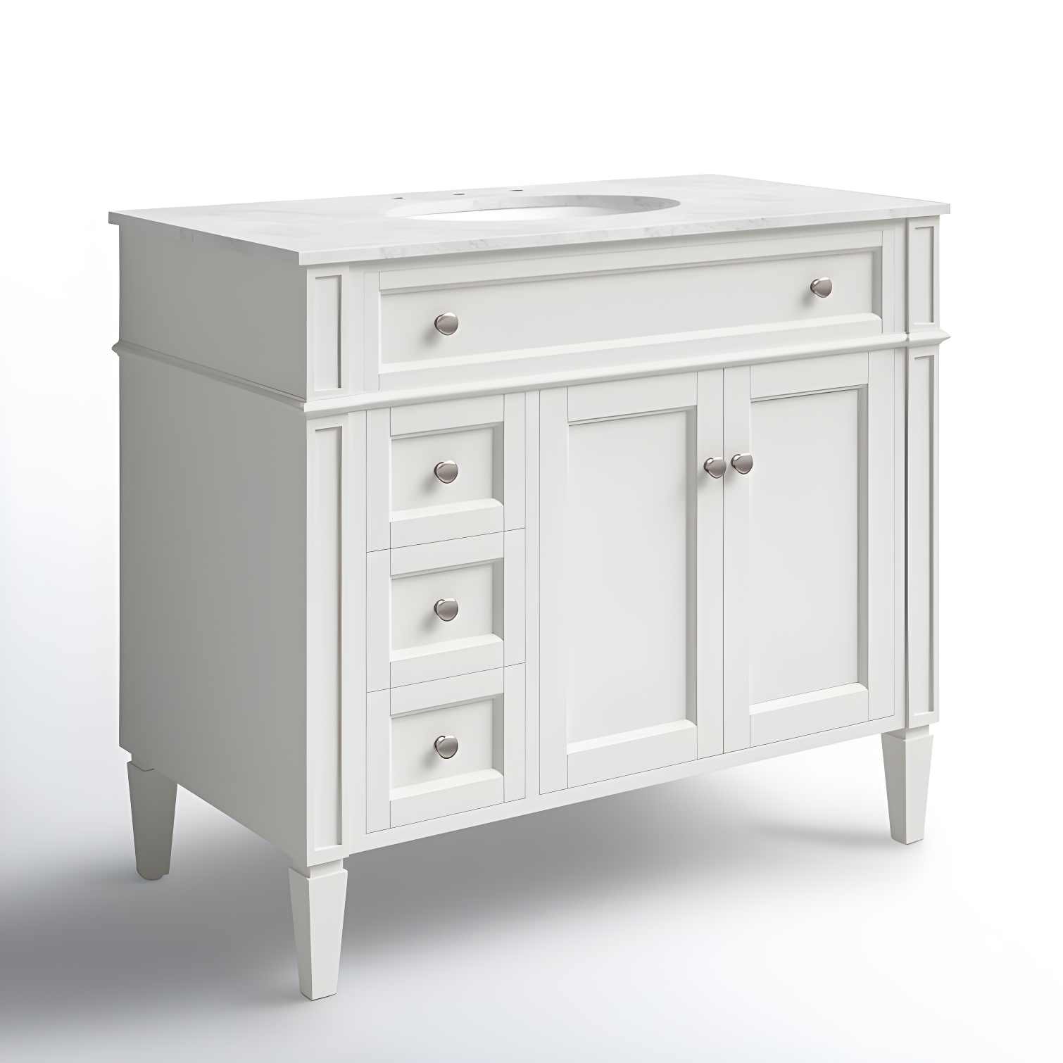 Rukie 40" Free-Standing Single Bathroom Vanity Set with Marble Vanity Top