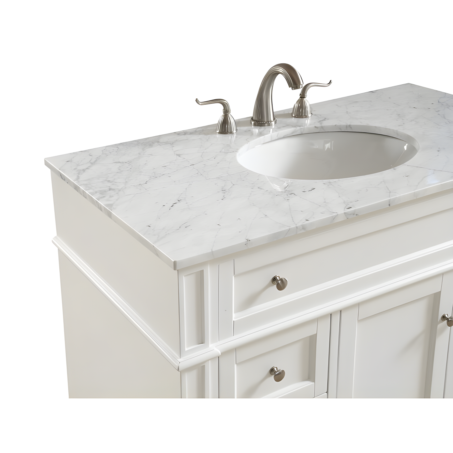 Rukie 40" Free-Standing Single Bathroom Vanity Set with Marble Vanity Top