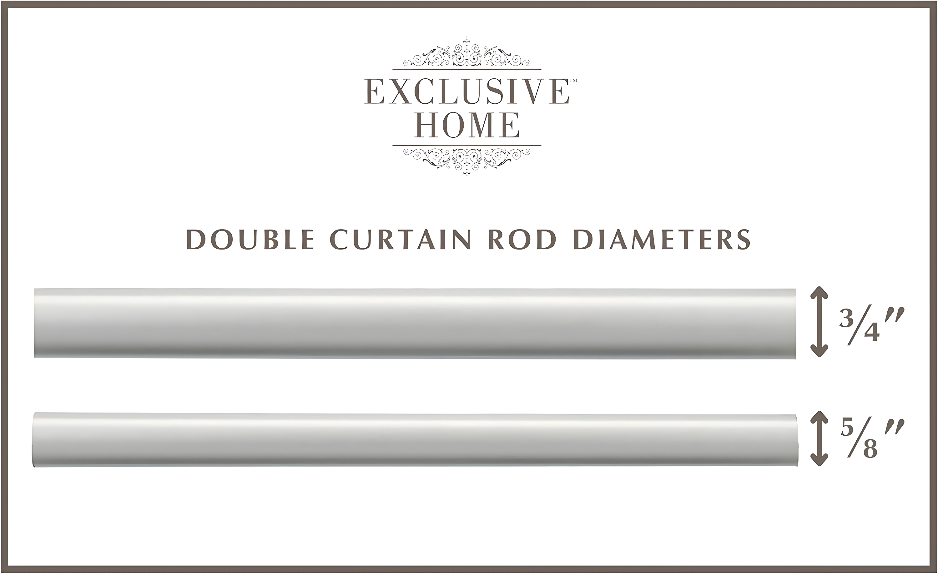 EXCLUSIVE HOME Fetter Wrap Around Double Curtain Rod, Matte Silver, 83.5"-120"