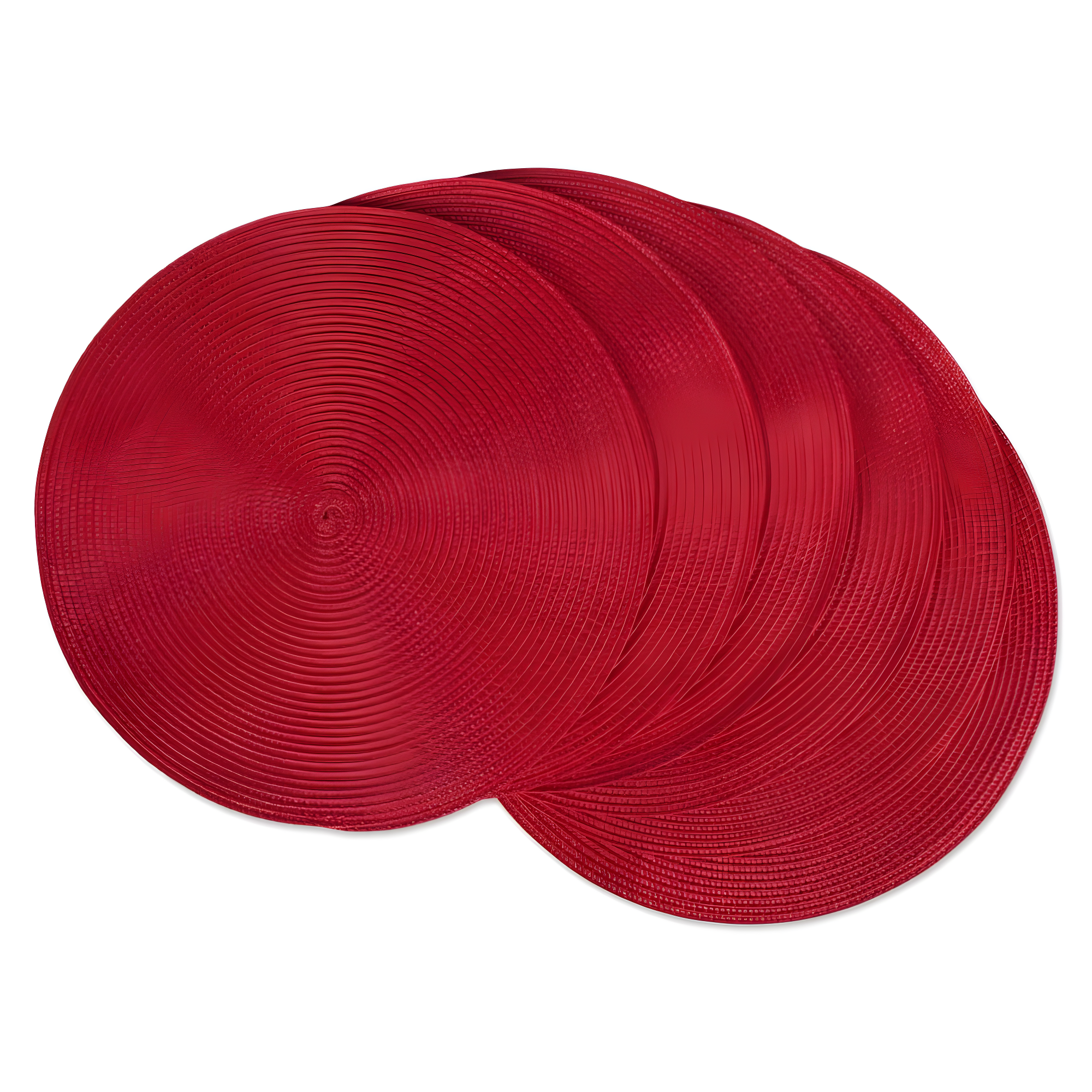 Red Round Braided Placemats Set of 6 for Dining Tables
