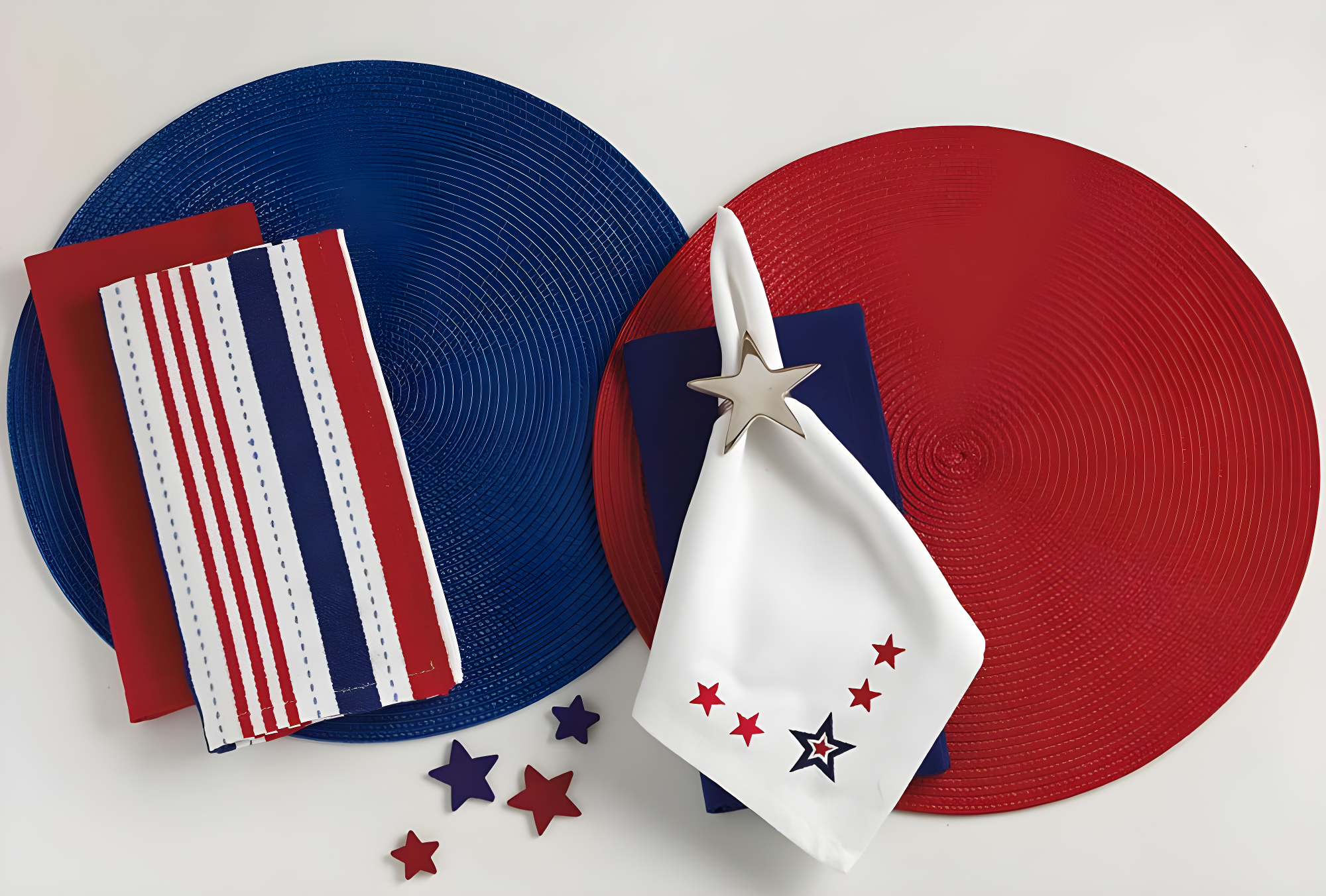 Red Round Braided Placemats Set of 6 for Dining Tables