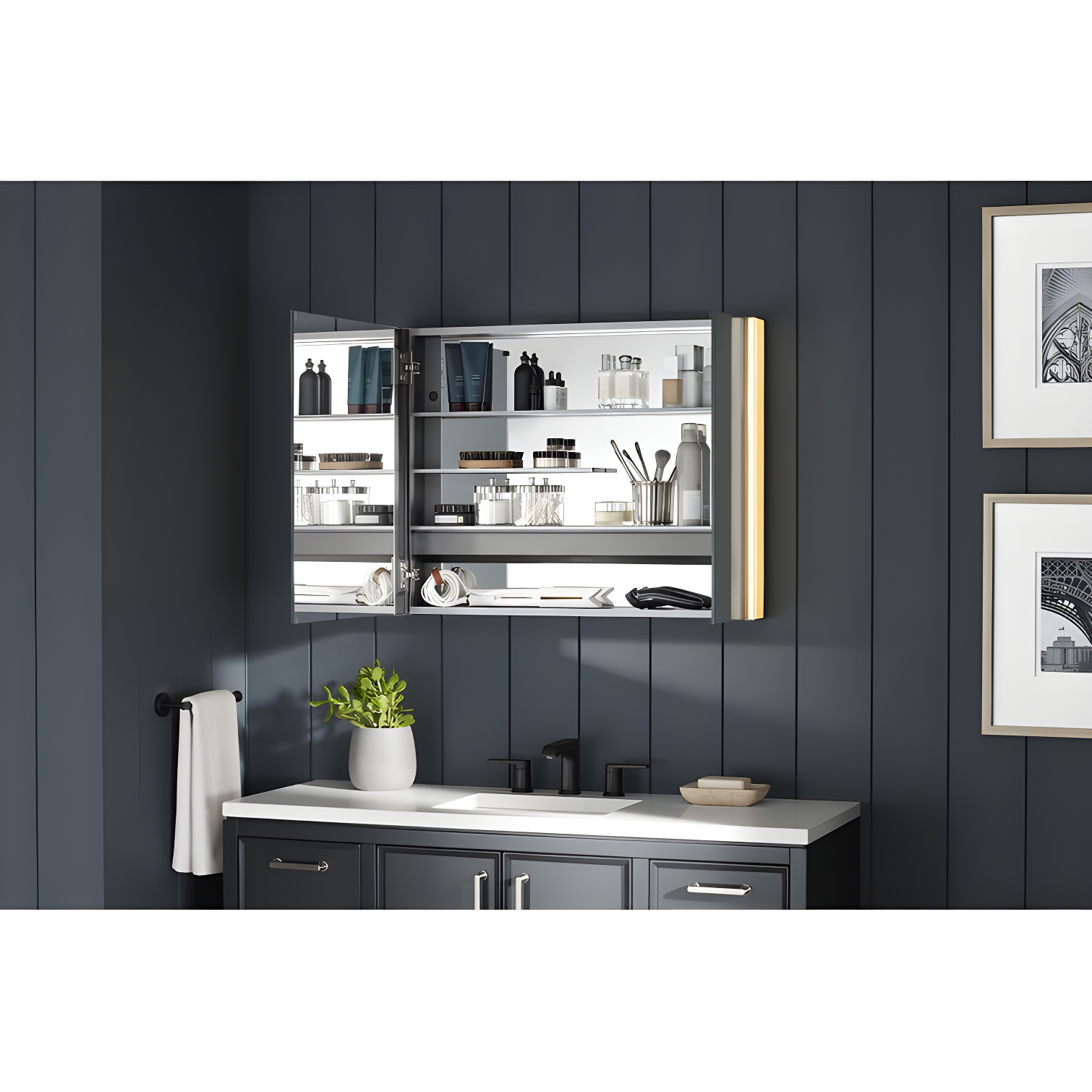 Maxstow Surface Mount Frameless Medicine Cabinet with LED Lighting