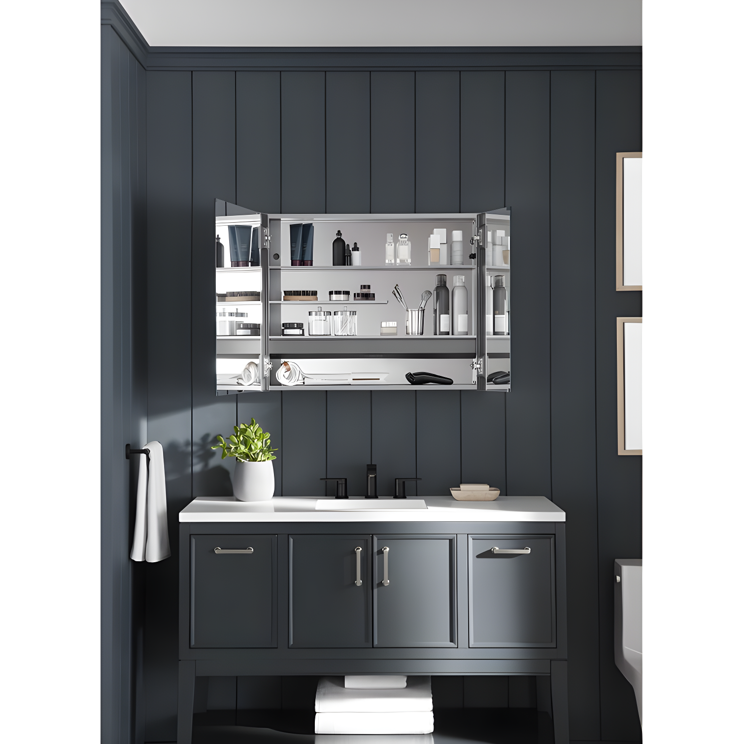 Maxstow Surface Mount Frameless Medicine Cabinet with LED Lighting