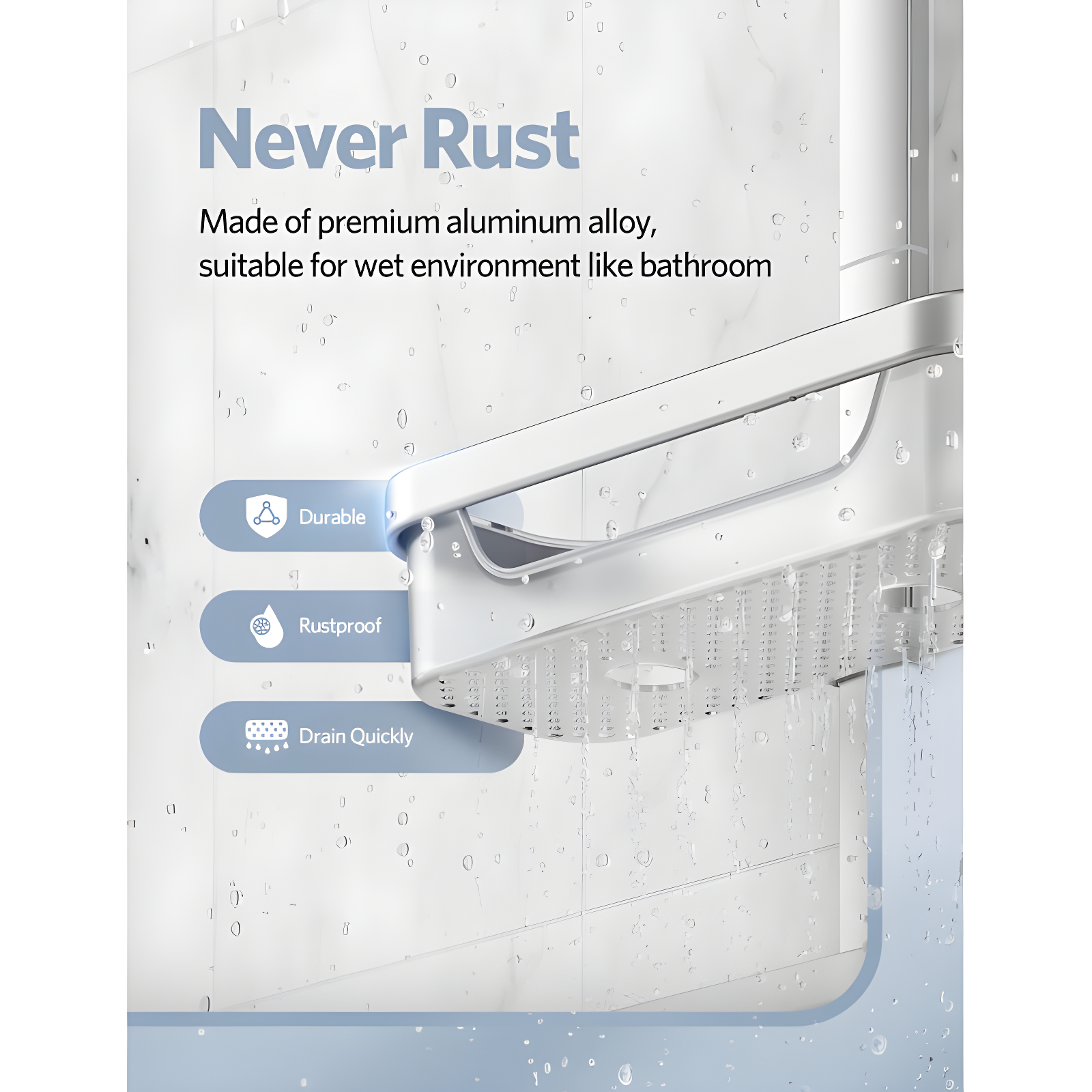 Adjustable-Shower-Caddy-Hanging, Rust Proof Shower Hanging Organizer, 3-Tier Aluminum Alloy + ABS, Large Capacity Shower Caddy Over-The-Showerhead With Hooks, Razor Holder, Soap Dish