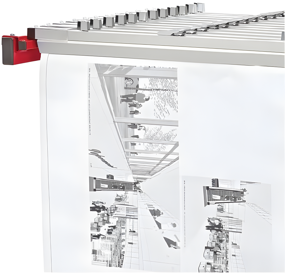 Red Heavy Gauge Steel Mobile Blueprint Rack with Adjustable Width