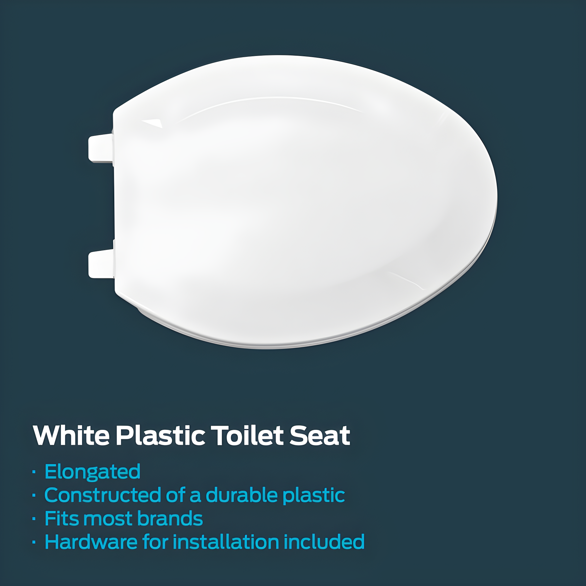 EZ-FLO 65903 Elongated Plastic Toilet Seat with Lid, White