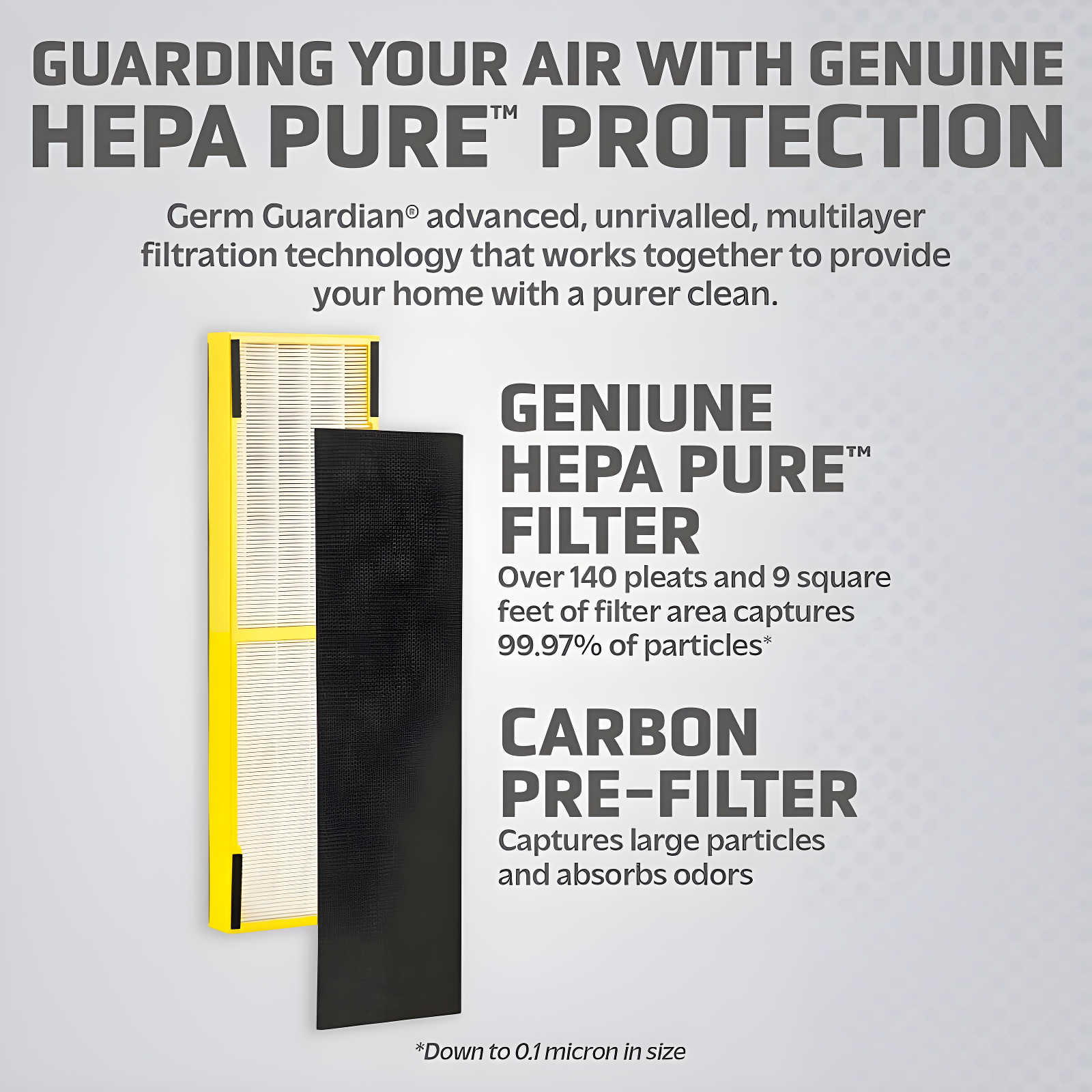 GermGuardian FLT4825 HEPA GENUINE Replacement Filter B Air Purifiers for AC4300/AC4800/AC4900/CDAP4500/AP2200 Series Gray: True HEPA, Carbon Filter