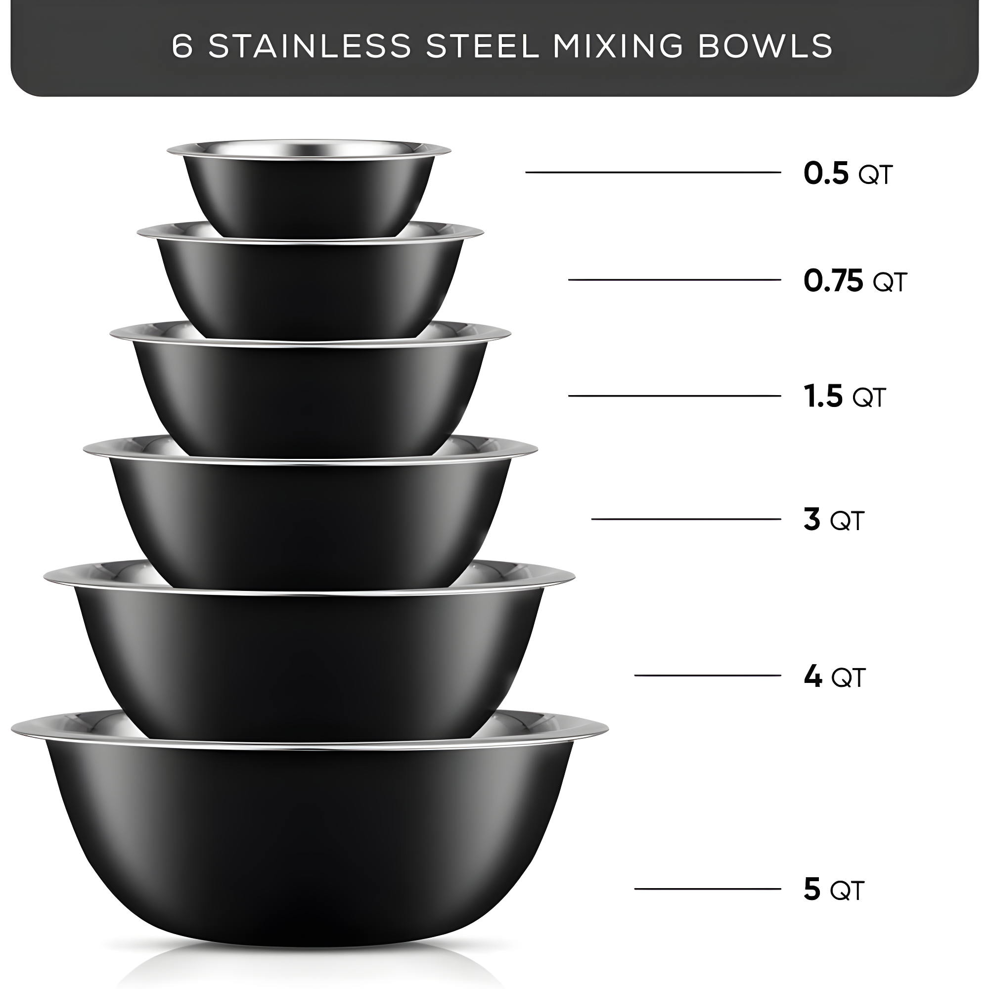 JoyJolt Joyjolt Stainless Steel Mixing Bowl, Set Of 6