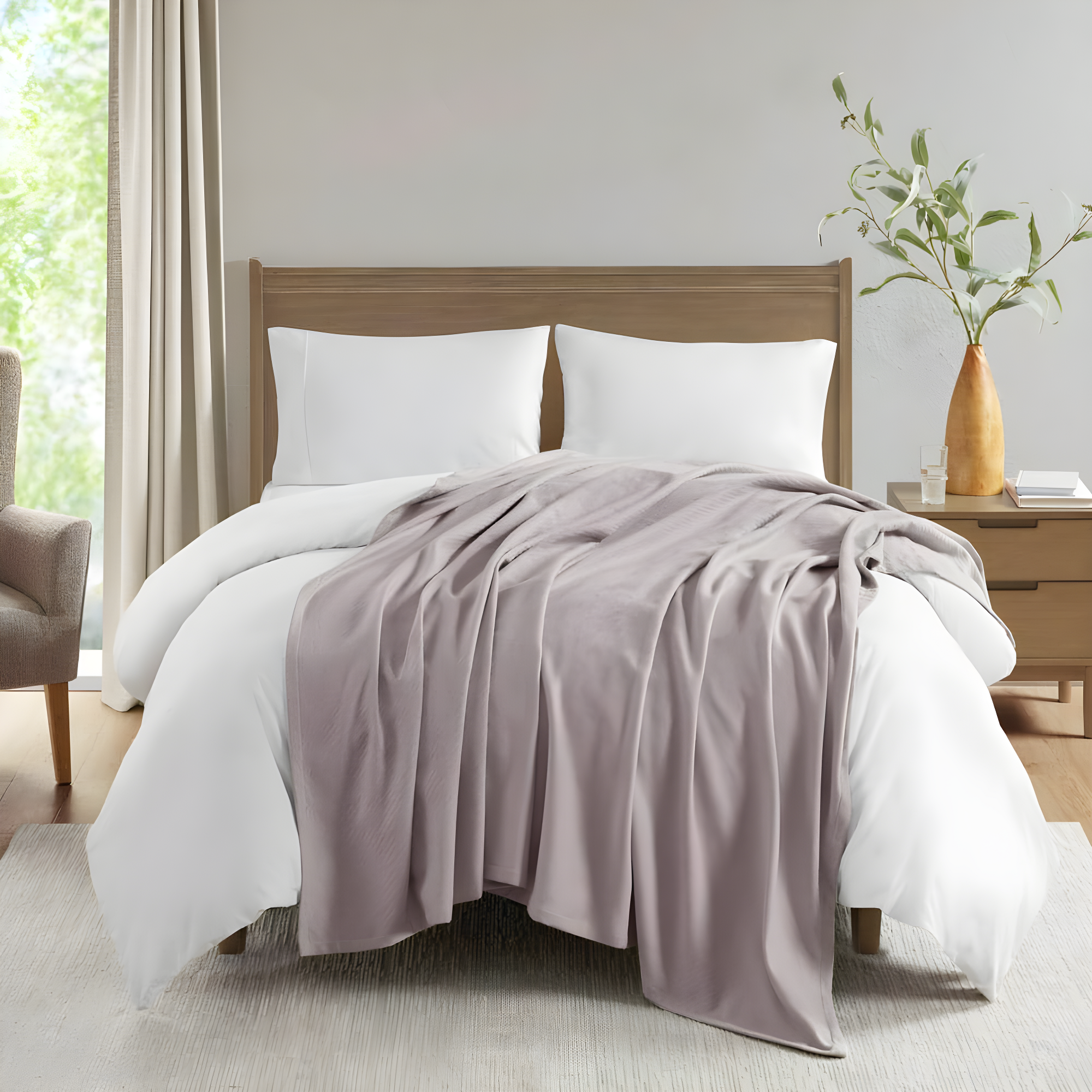 Bed Blanket Liquid Cotton Twin Gray