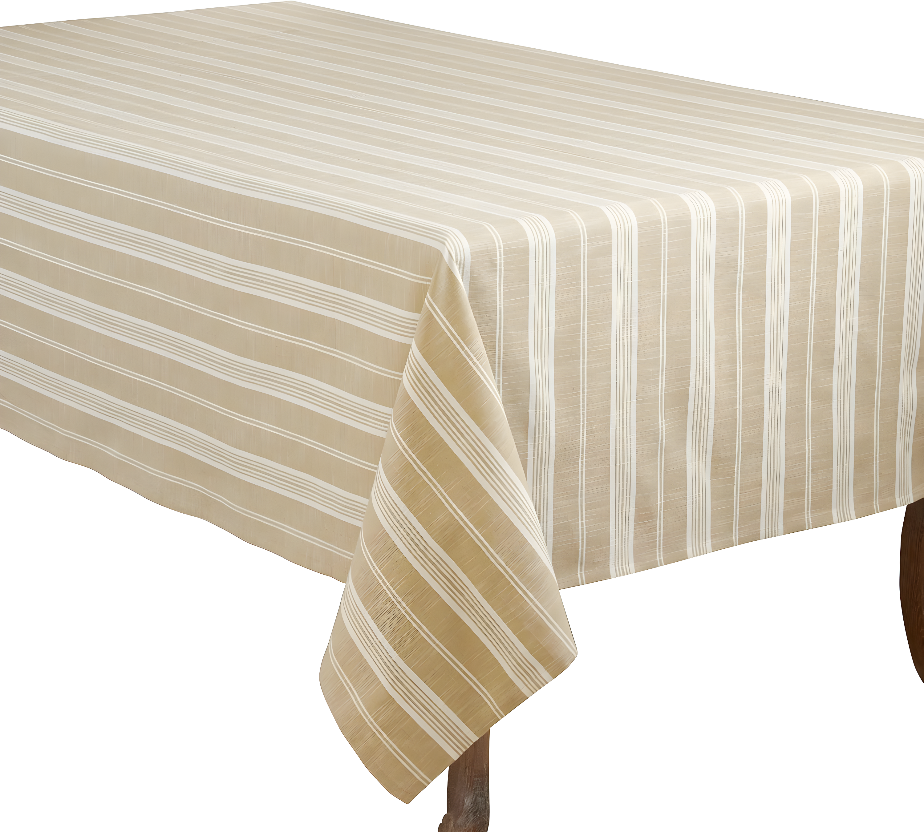 Saro Lifestyle Striped Design Tablecloth, 65"x140", Beige