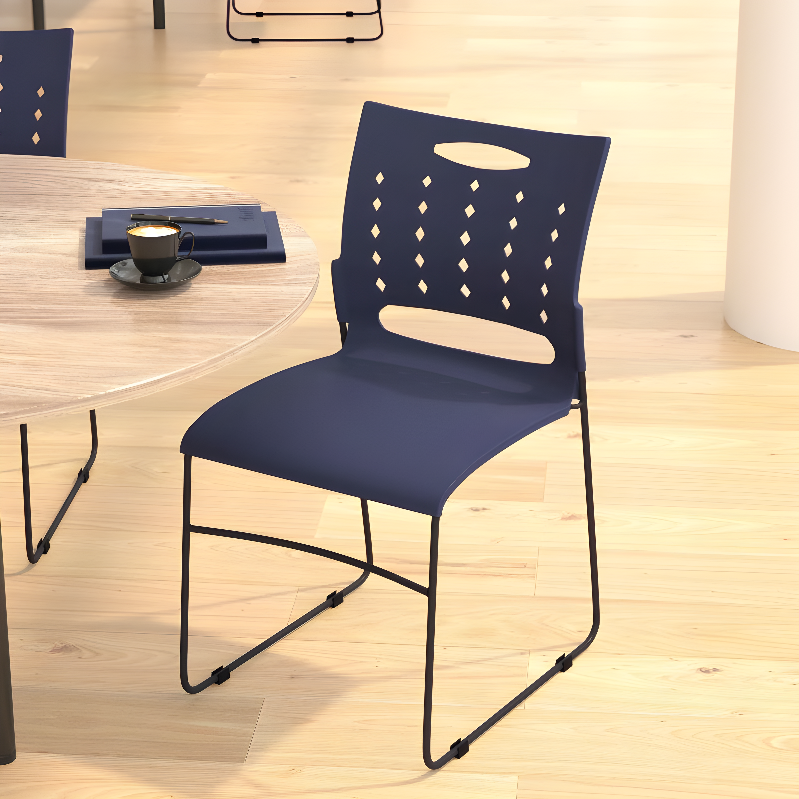 Flash Furniture 881 lb. Capacity Sled Base Stack Chair with Carry Handle and Air-Vent Back