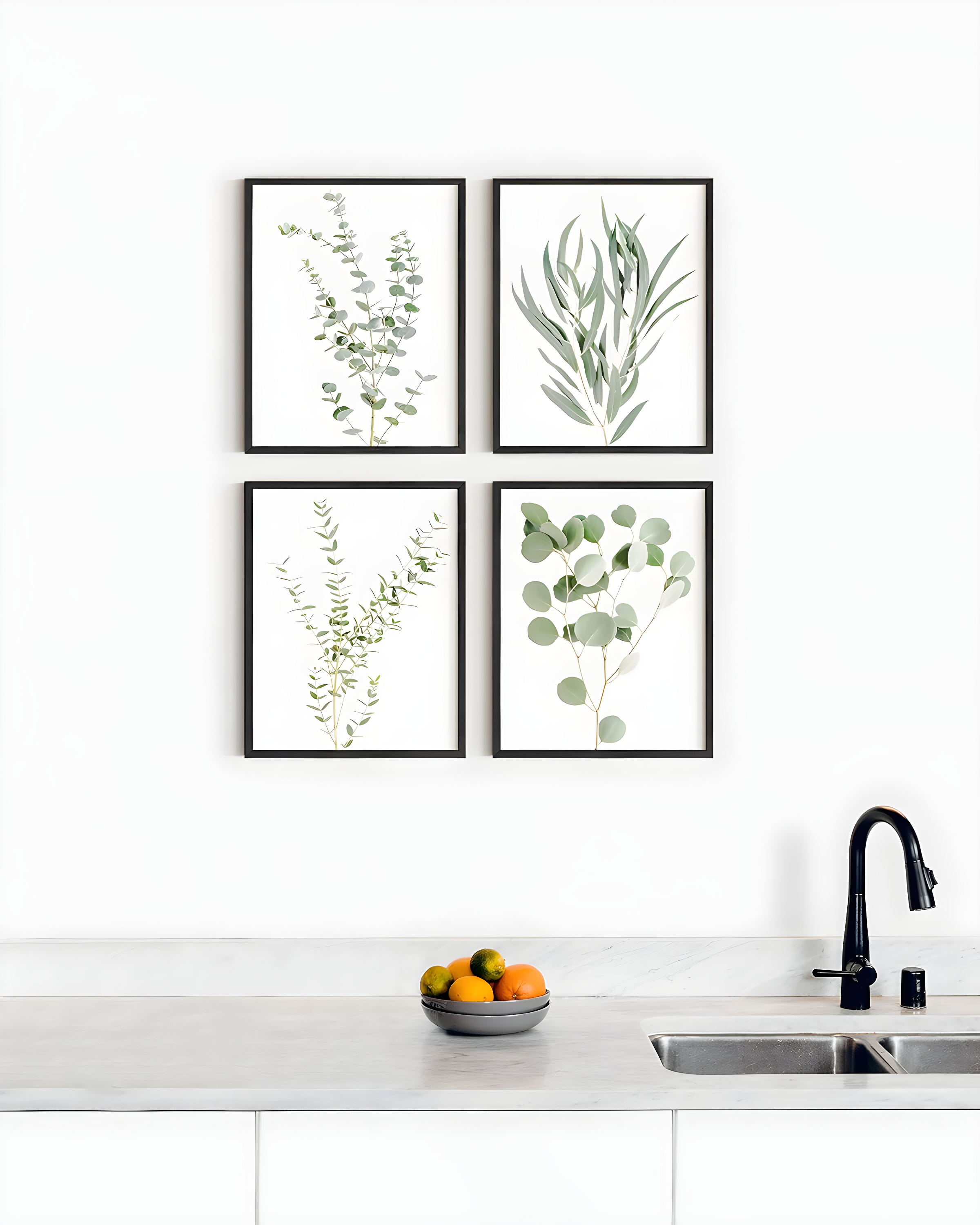 IDEA4WALL Minimal Botanical " IDEA4WALL Framed Pastel Green Forest Leaf Variety Wall Art, Set Of 4 Nature Wilderness Wall Decor Prints, Botanical Floral Wall Decor For Living Room, Bedroom " 4 - Pieces