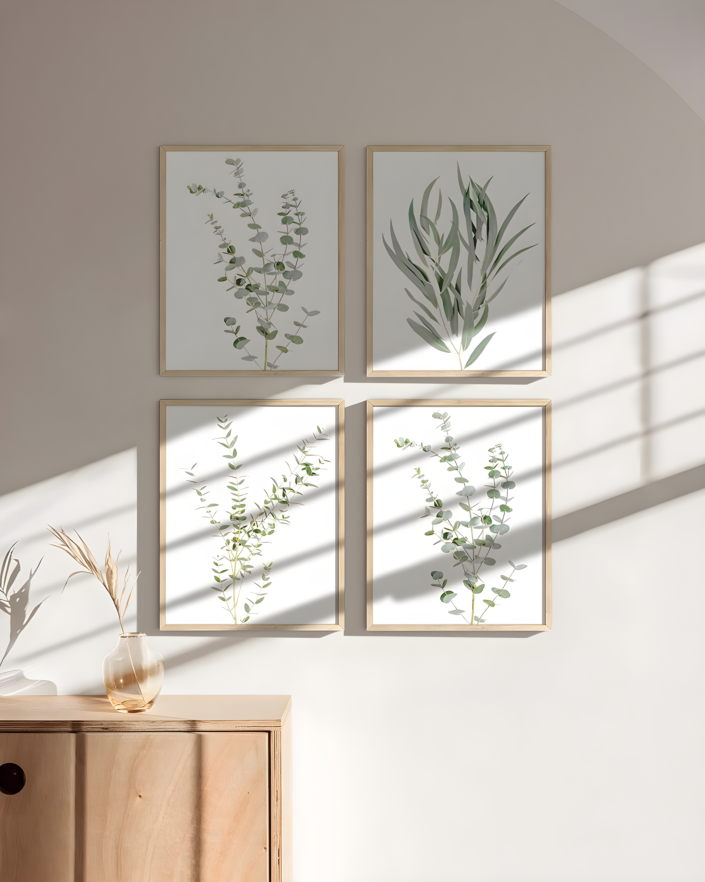 IDEA4WALL Minimal Botanical " IDEA4WALL Framed Pastel Green Forest Leaf Variety Wall Art, Set Of 4 Nature Wilderness Wall Decor Prints, Botanical Floral Wall Decor For Living Room, Bedroom " 4 - Pieces