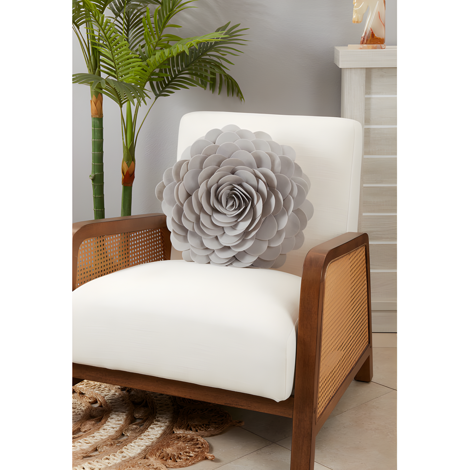 Saro Felt Collection Appliqued Felt Throw Pillow