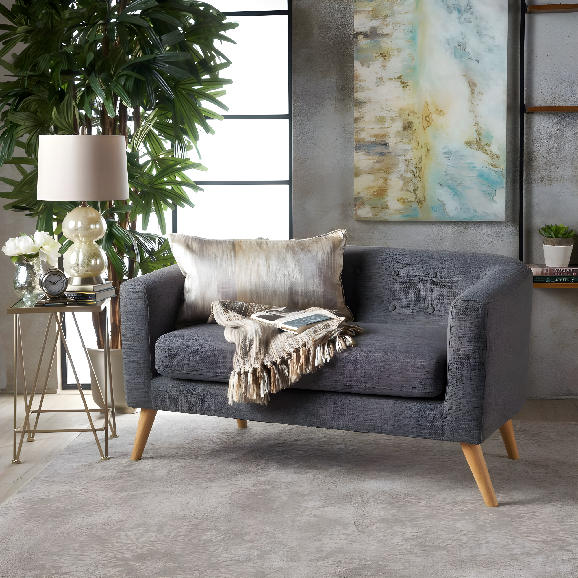Bridie Mid-Century Loveseat Gray - Christopher Knight Home