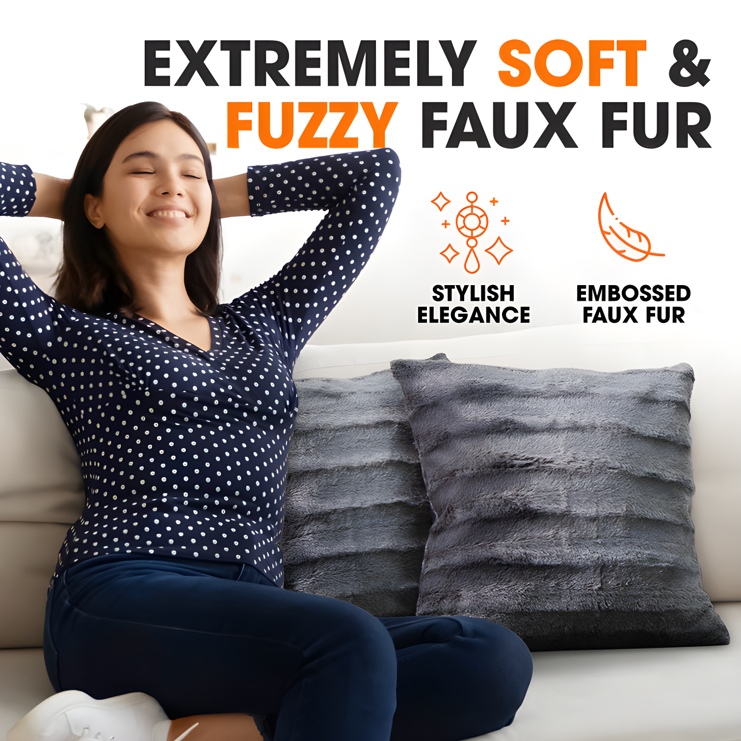 Cheer Collection Faux Fur Throw Pillow (Set of 2)