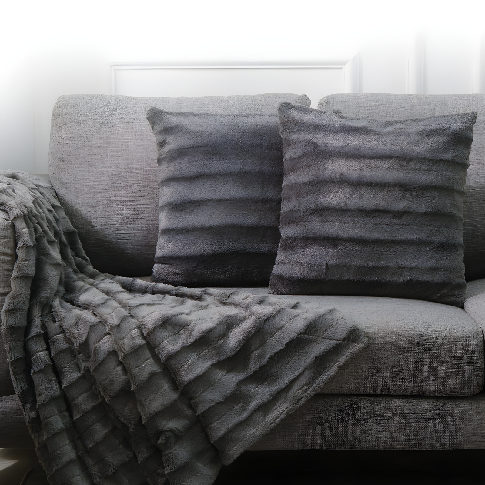 Cheer Collection Faux Fur Throw Pillow (Set of 2)
