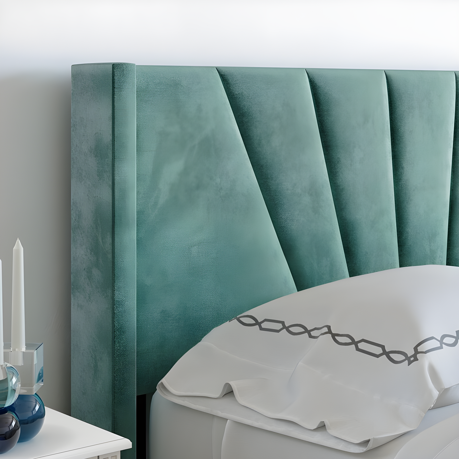 Boyd Sleep Valencia Velvet Upholstered Platform Bed Frame with Adjustable Height Headboard , Requires Box Spring-Boyd Sleep