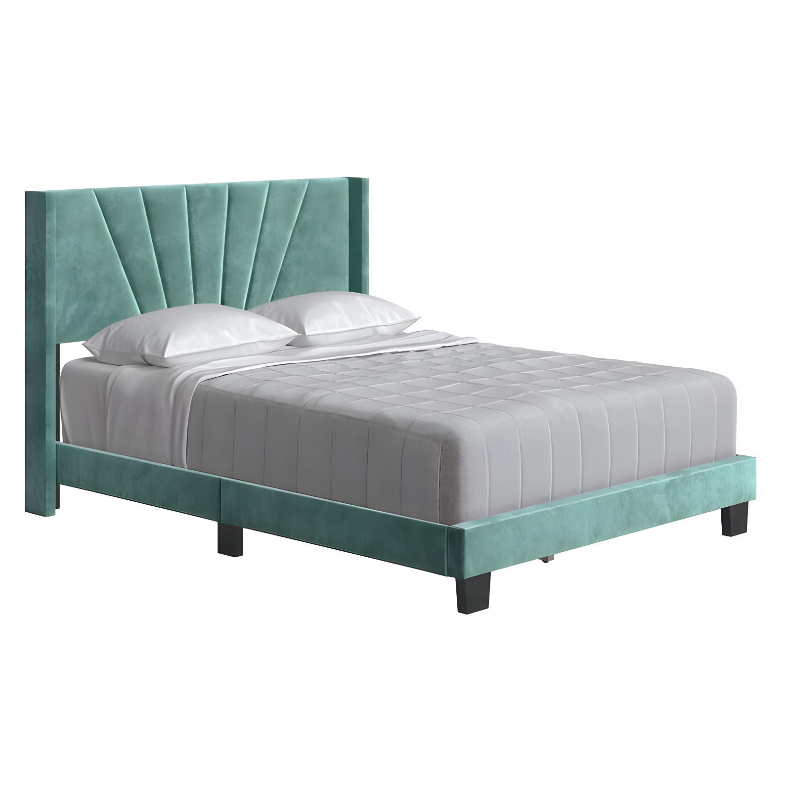 Boyd Sleep Valencia Velvet Upholstered Platform Bed Frame with Adjustable Height Headboard , Requires Box Spring-Boyd Sleep