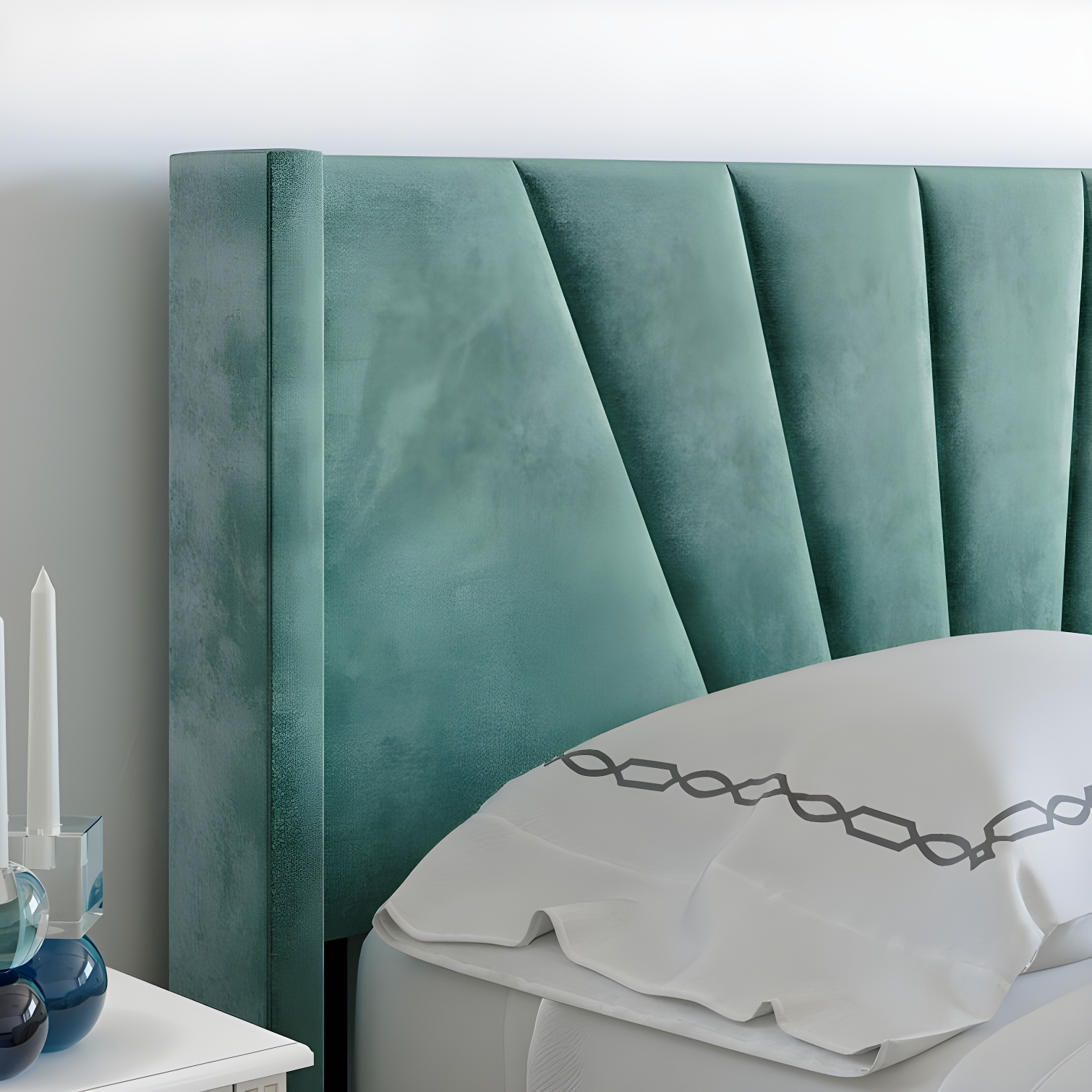 Boyd Sleep Valencia Velvet Upholstered Platform Bed Frame with Adjustable Height Headboard , Requires Box Spring-Boyd Sleep