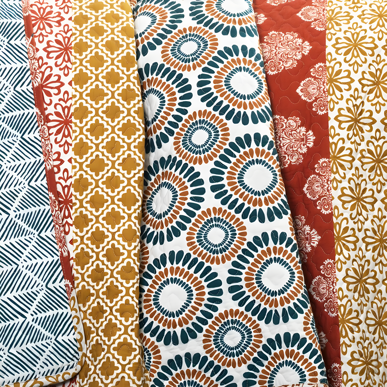 Bohemian 100% Cotton Reversible 3-Piece Quilt Set