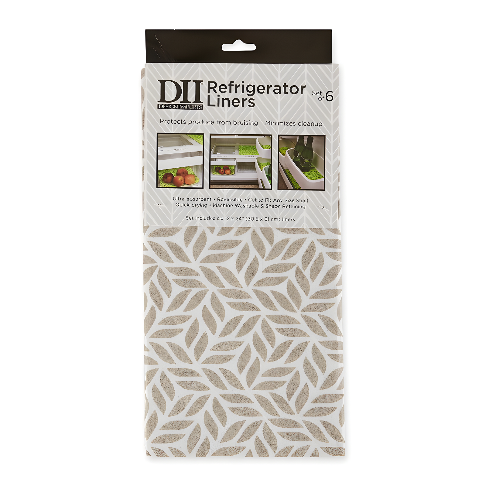 Design Imports Abstract Leaf Print Liner (Set of 6)