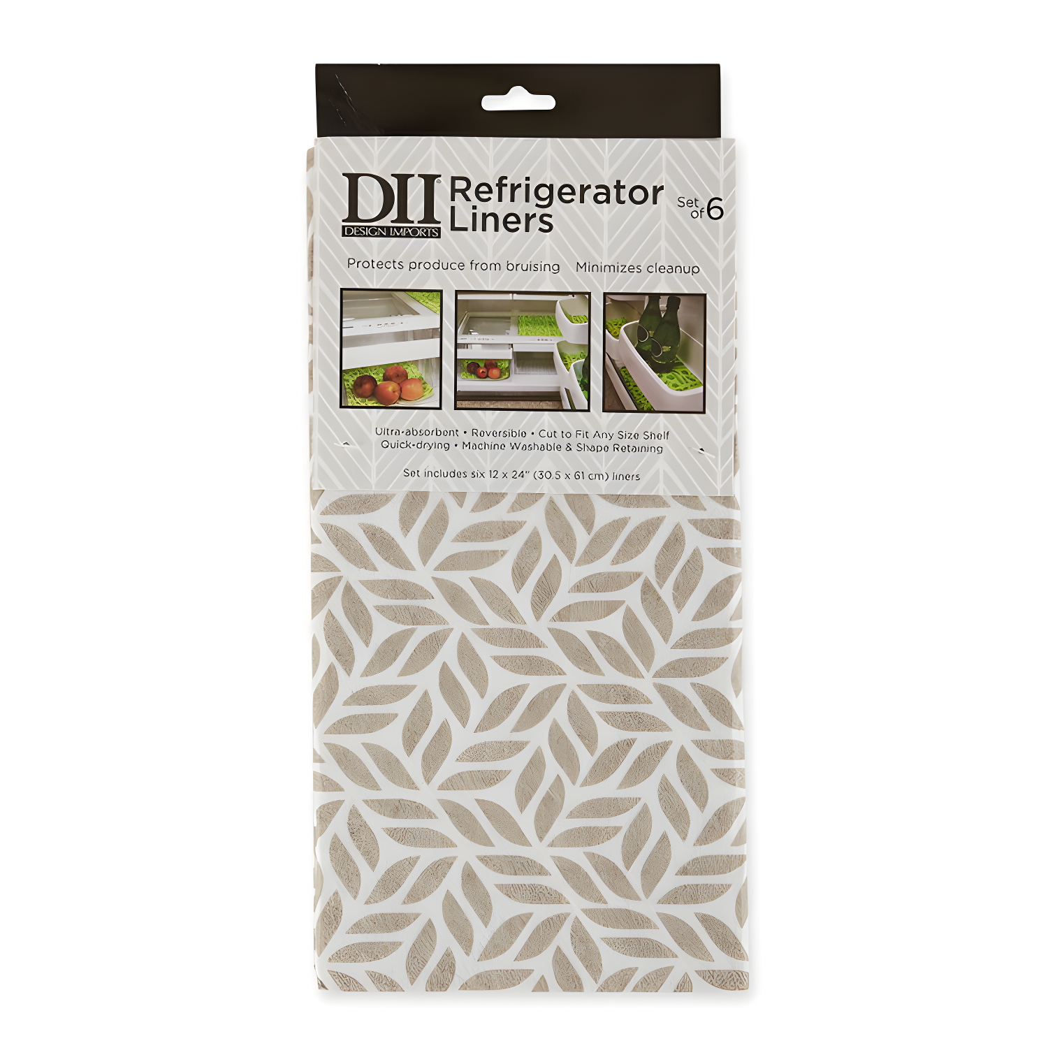 Design Imports Abstract Leaf Print Liner (Set of 6)