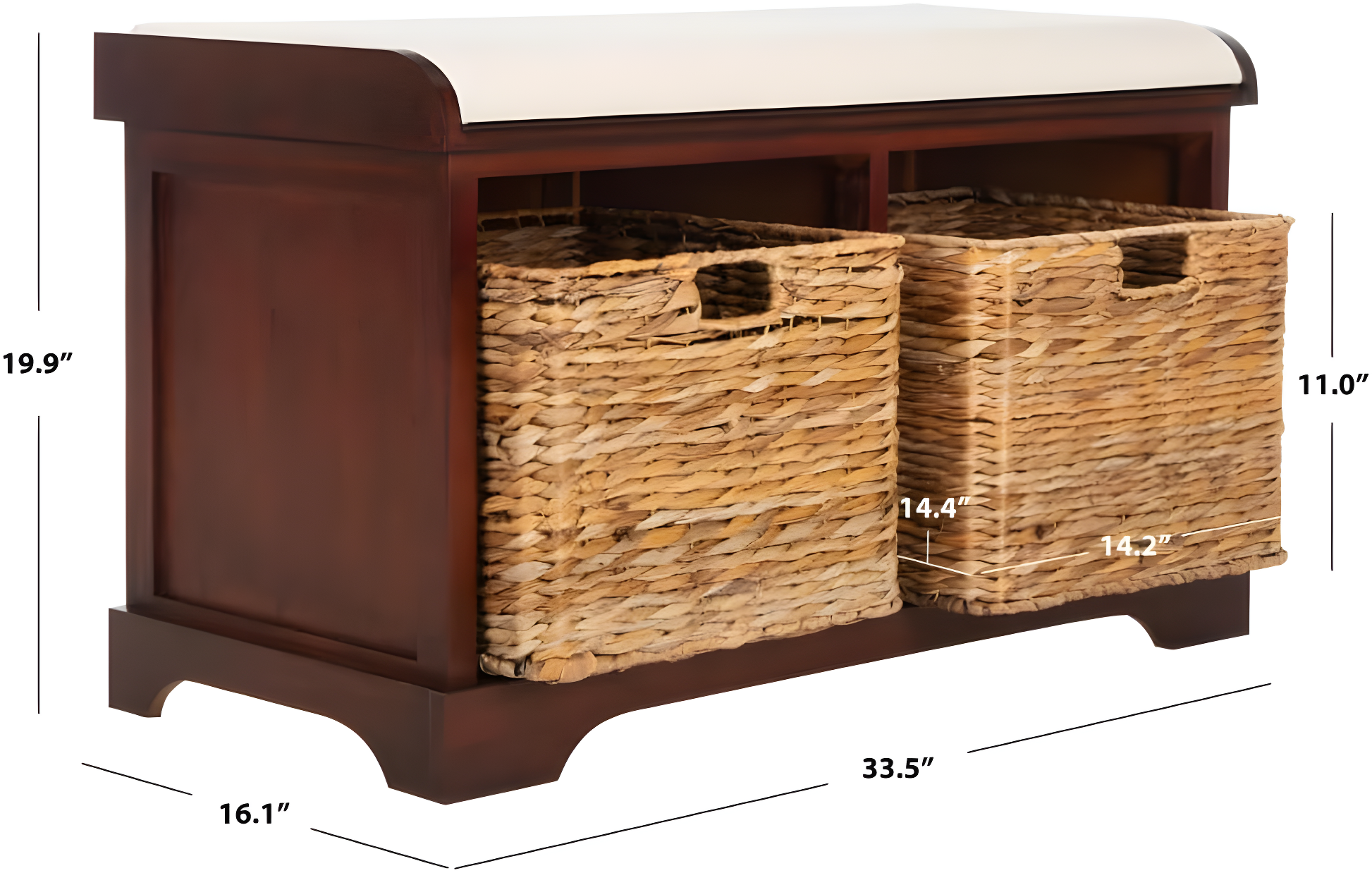 Freddy Wicker Storage Bench - Cherry - Safavieh
