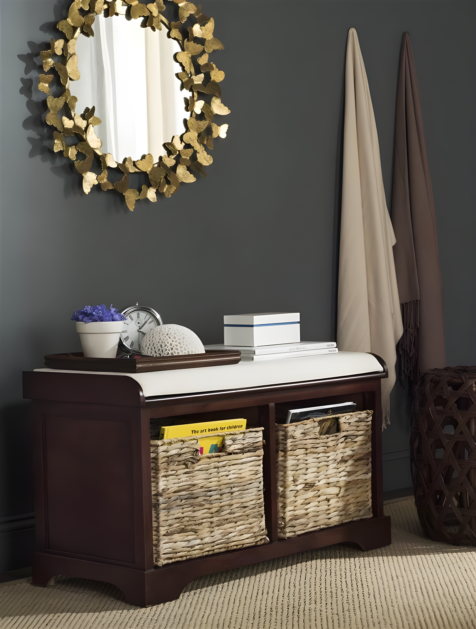 Freddy Wicker Storage Bench - Cherry - Safavieh