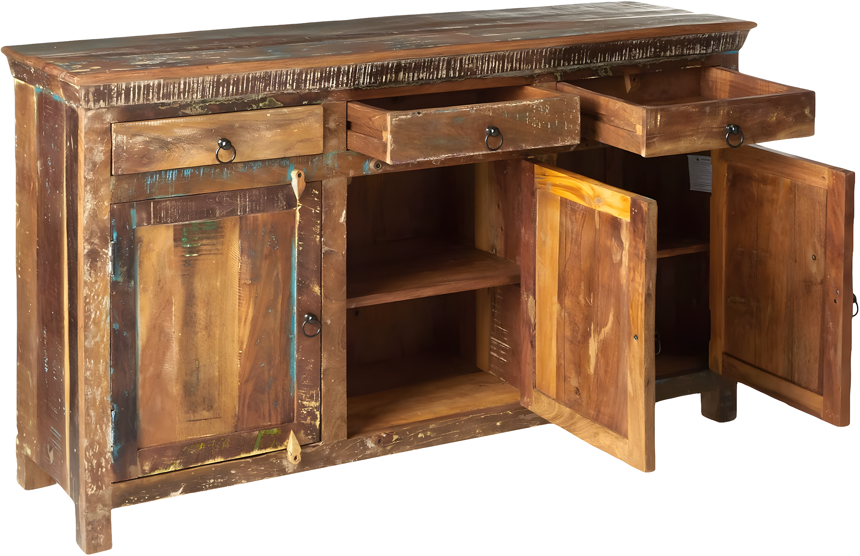 Coaster Company Reclaimed Wood 3-Door Accent Cabinet, Dark and Light Brown
