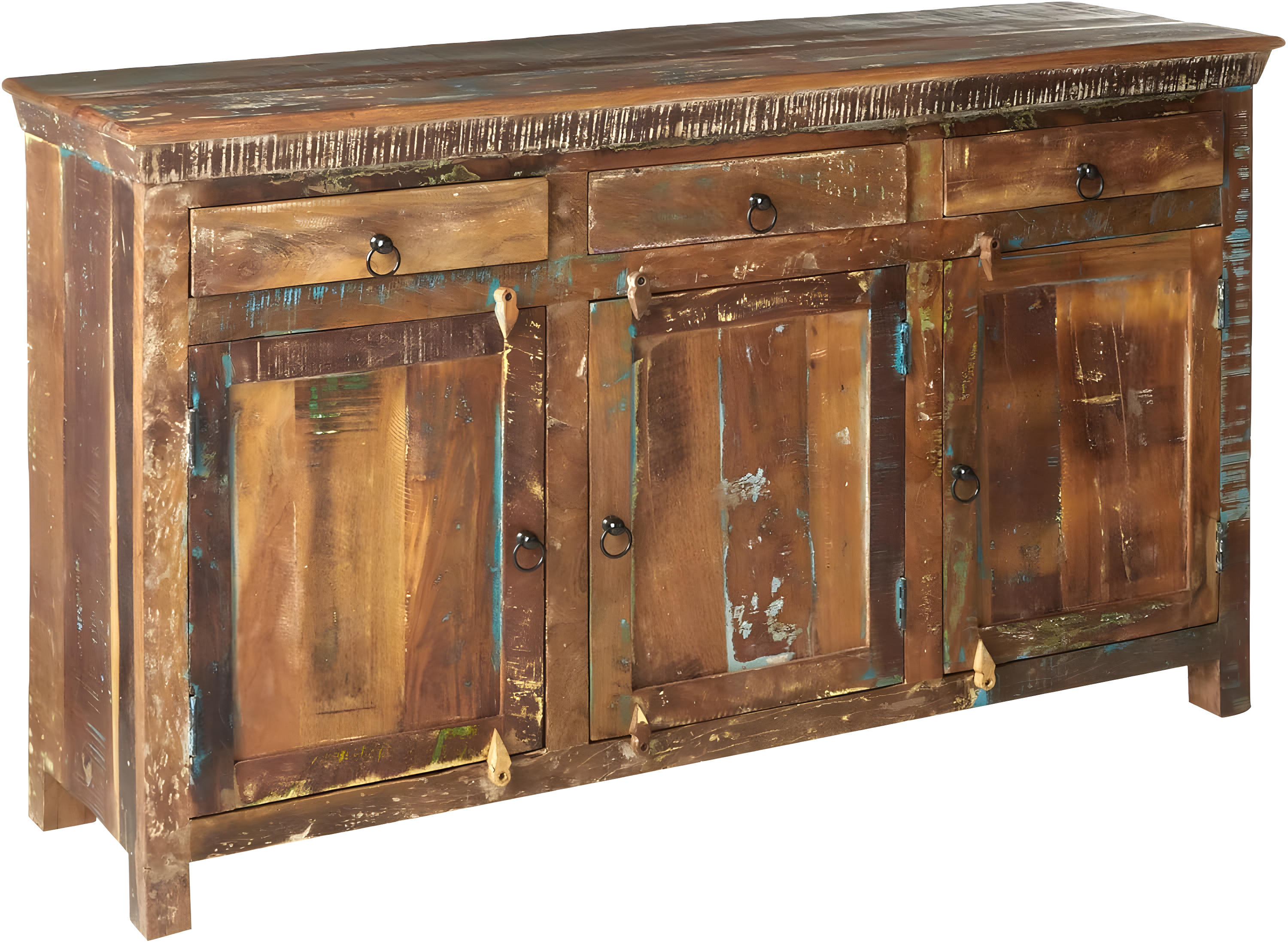 Coaster Company Reclaimed Wood 3-Door Accent Cabinet, Dark and Light Brown