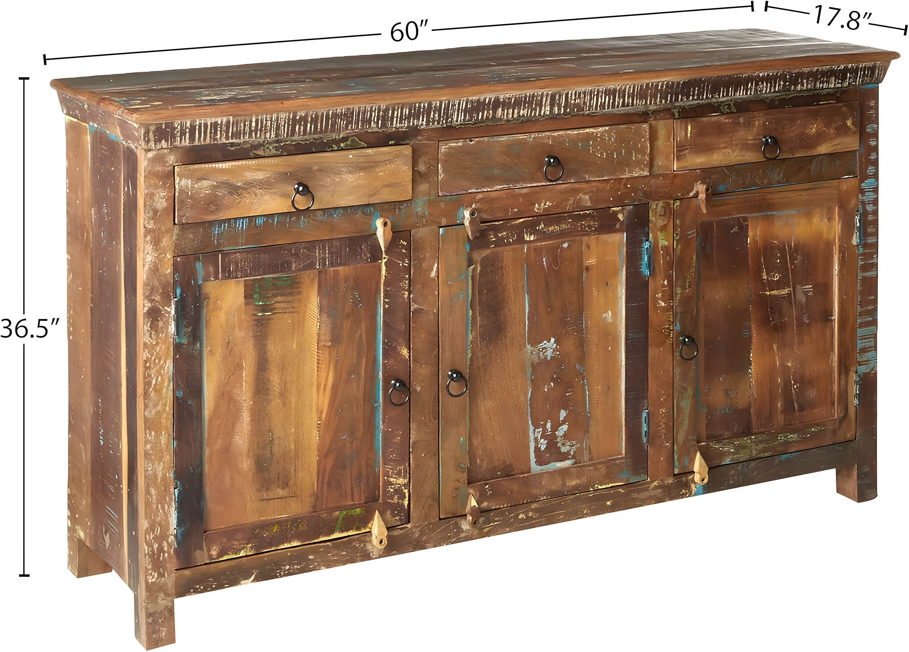 Coaster Company Reclaimed Wood 3-Door Accent Cabinet, Dark and Light Brown