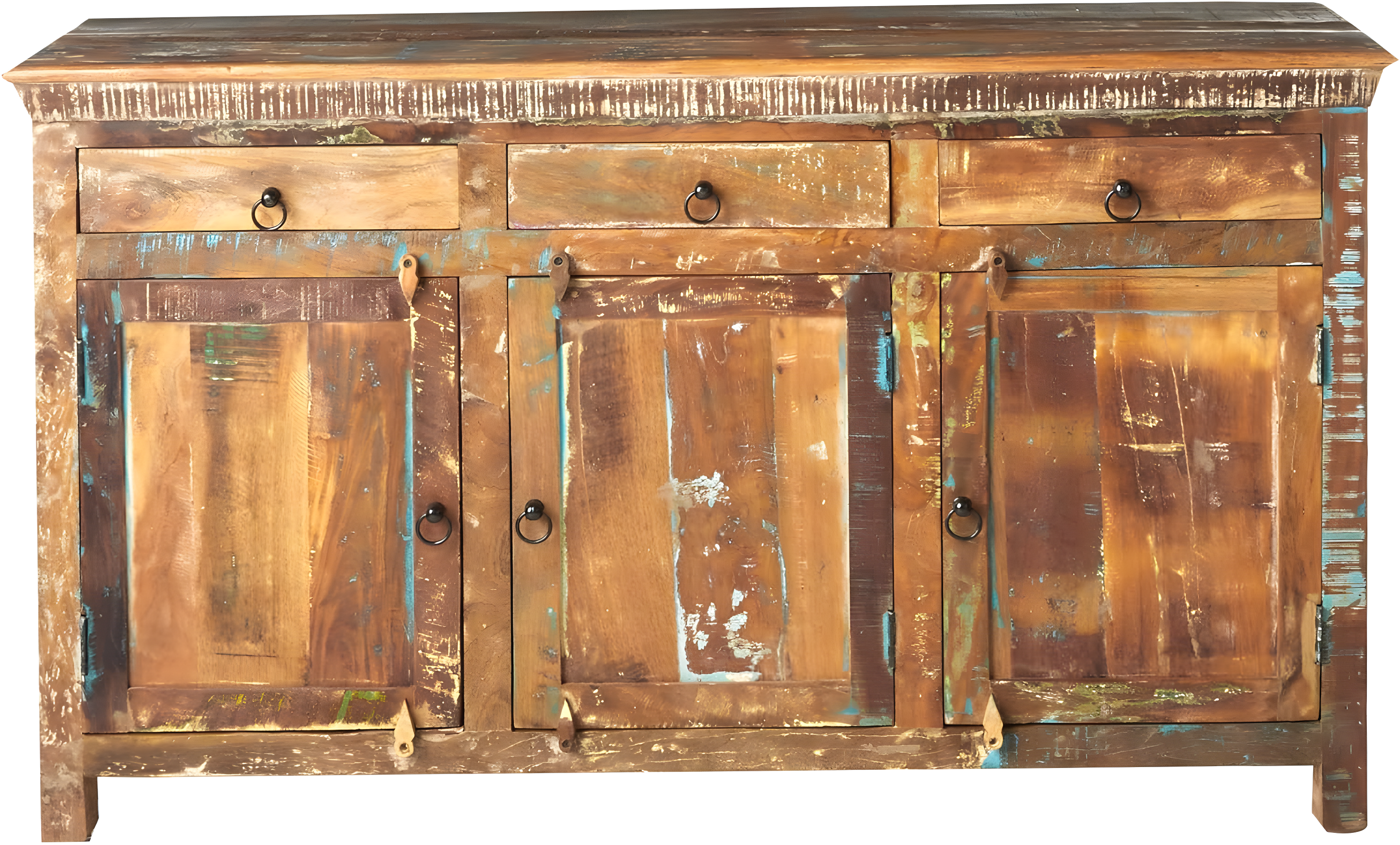 Coaster Company Reclaimed Wood 3-Door Accent Cabinet, Dark and Light Brown