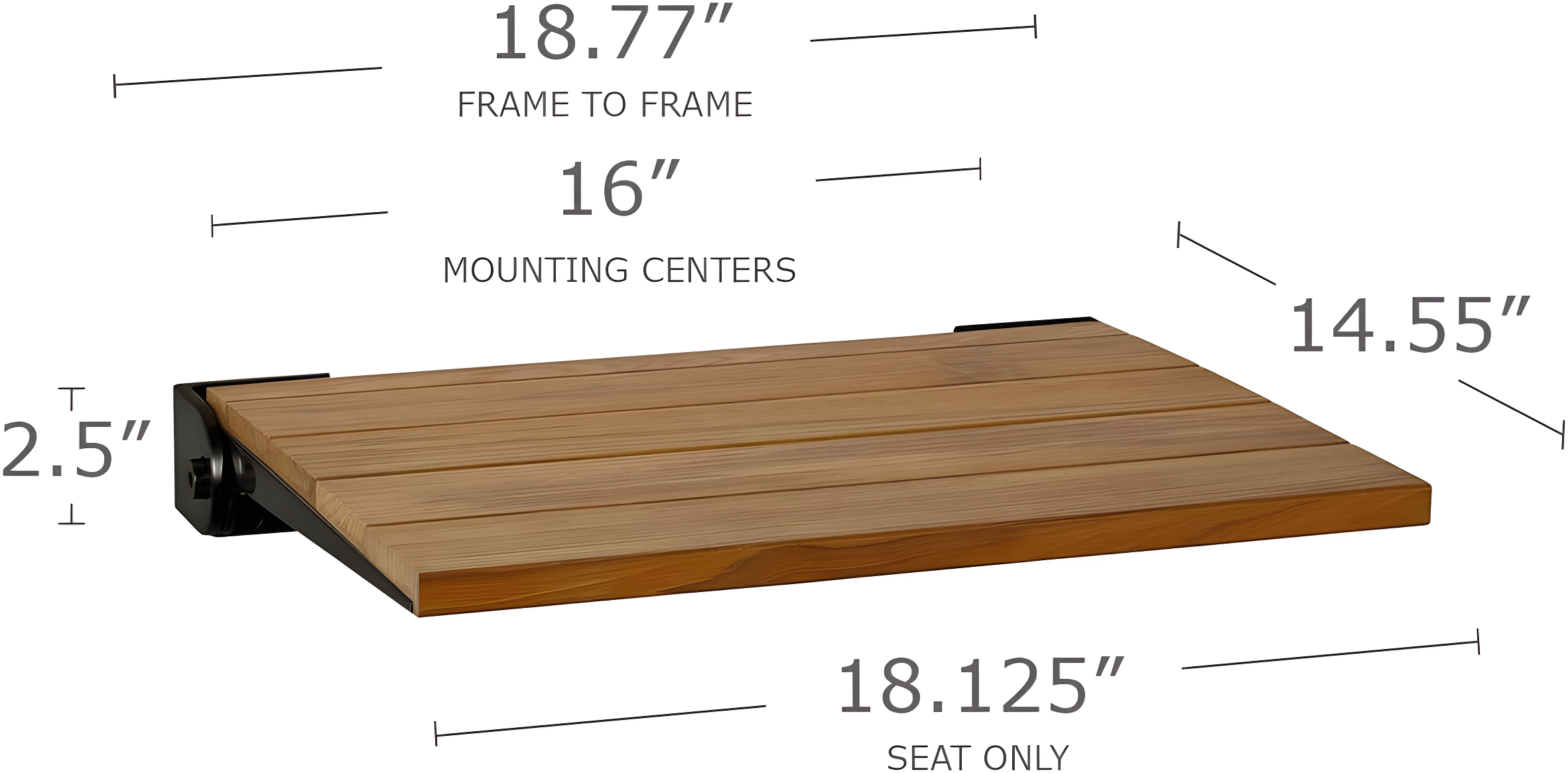 SlimLine Teak Wood Folding Shower Bench Seat