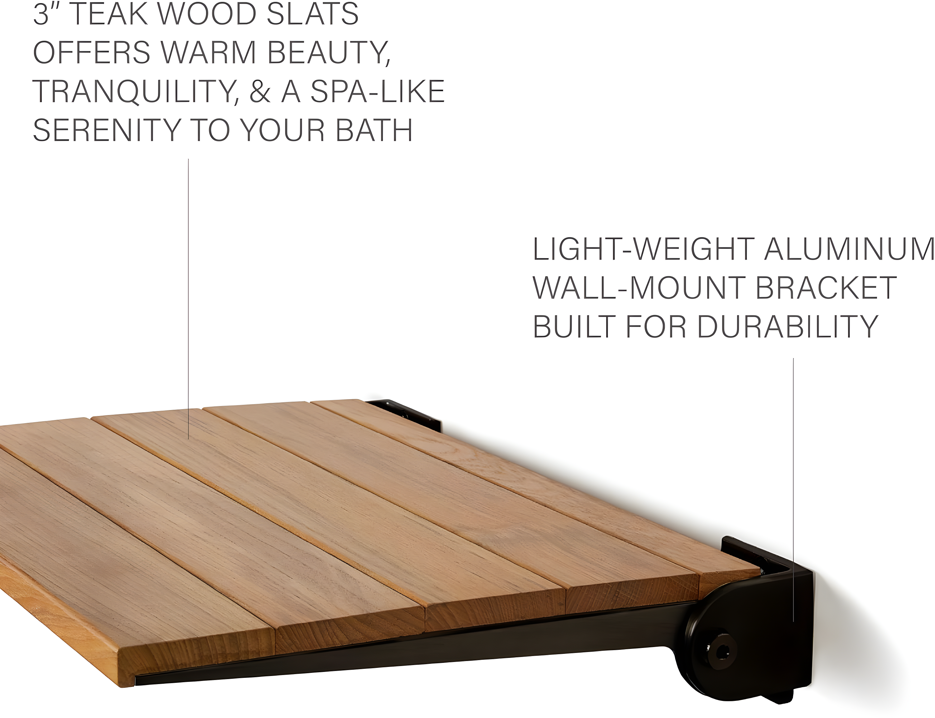 SlimLine Teak Wood Folding Shower Bench Seat