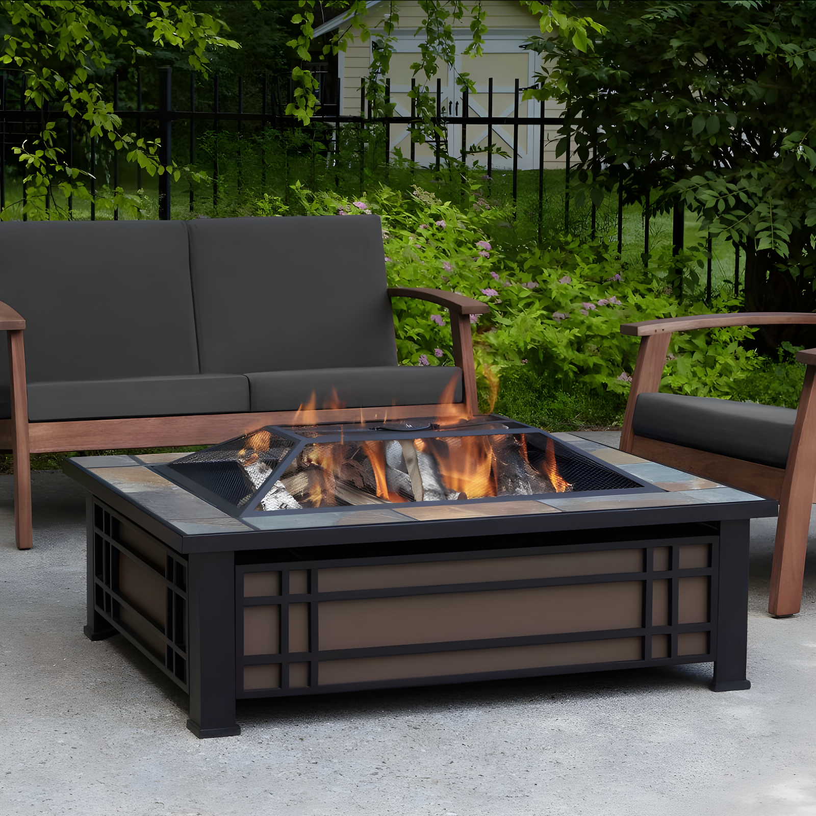 Hamilton Steel Wood Burning Fire Pit Table