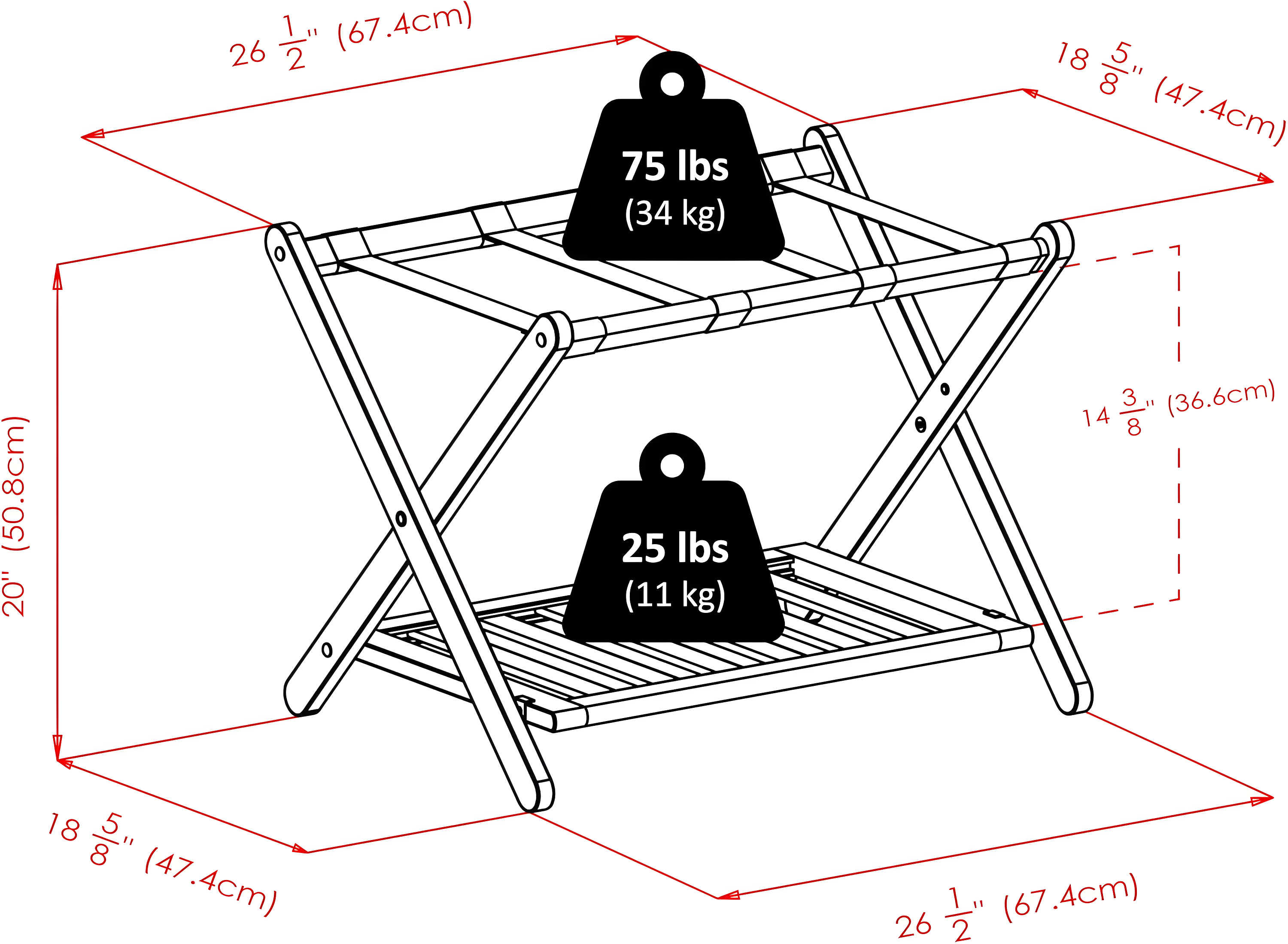 Folding Wood Luggage Rack