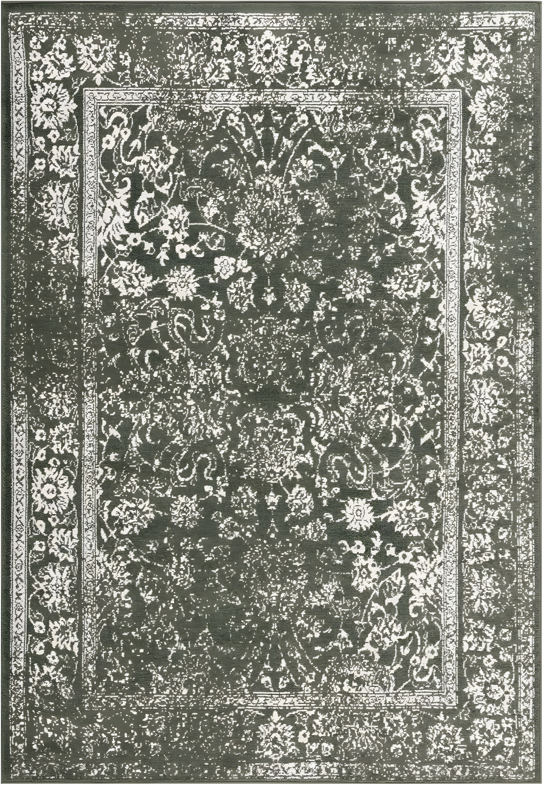 SAFAVIEH Adirondack Wyatt Distressed Area Rug, Dark Green/Ivory, 6' x 6' Square