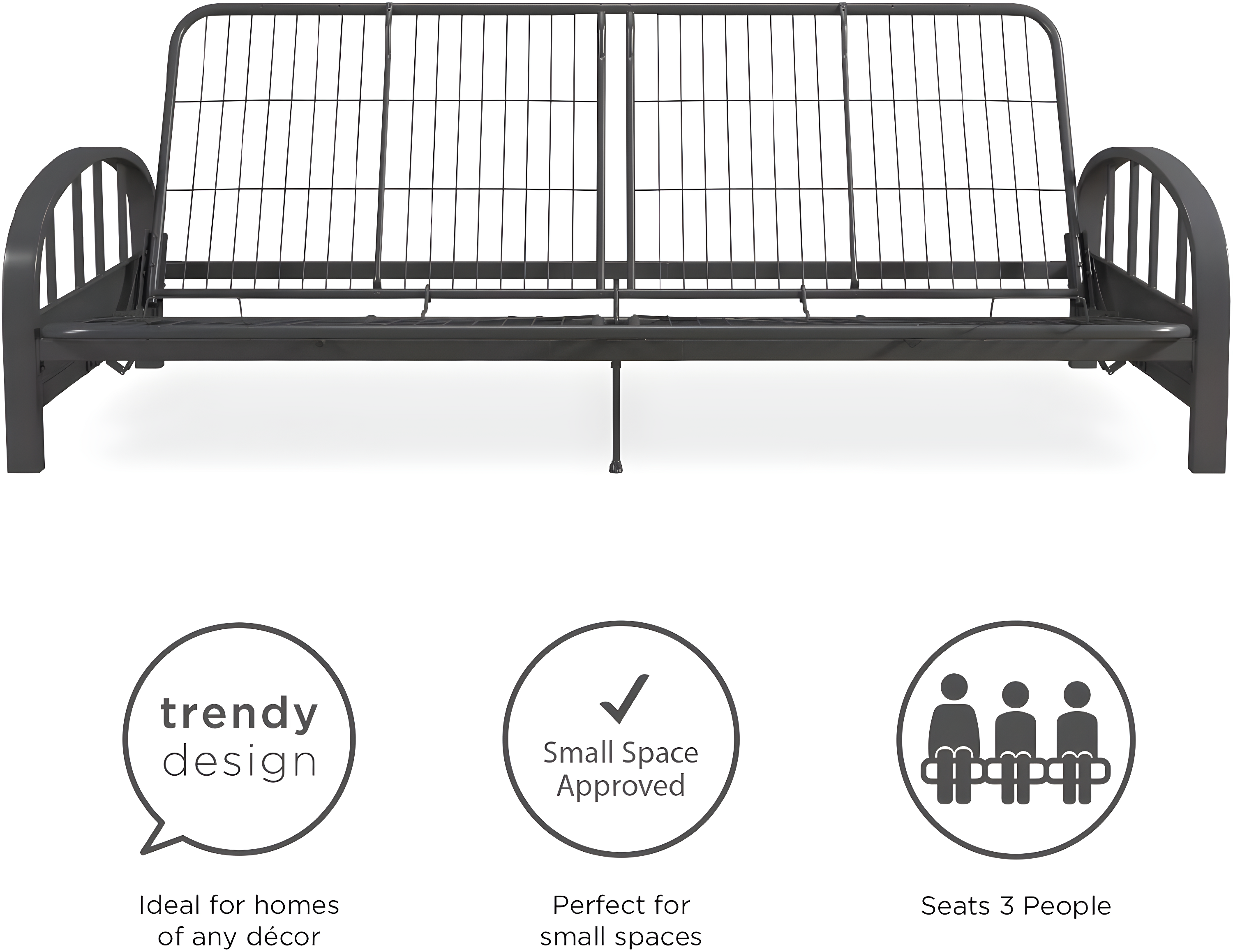 DHP Aiden Futon Frame, Gunmetal Gray