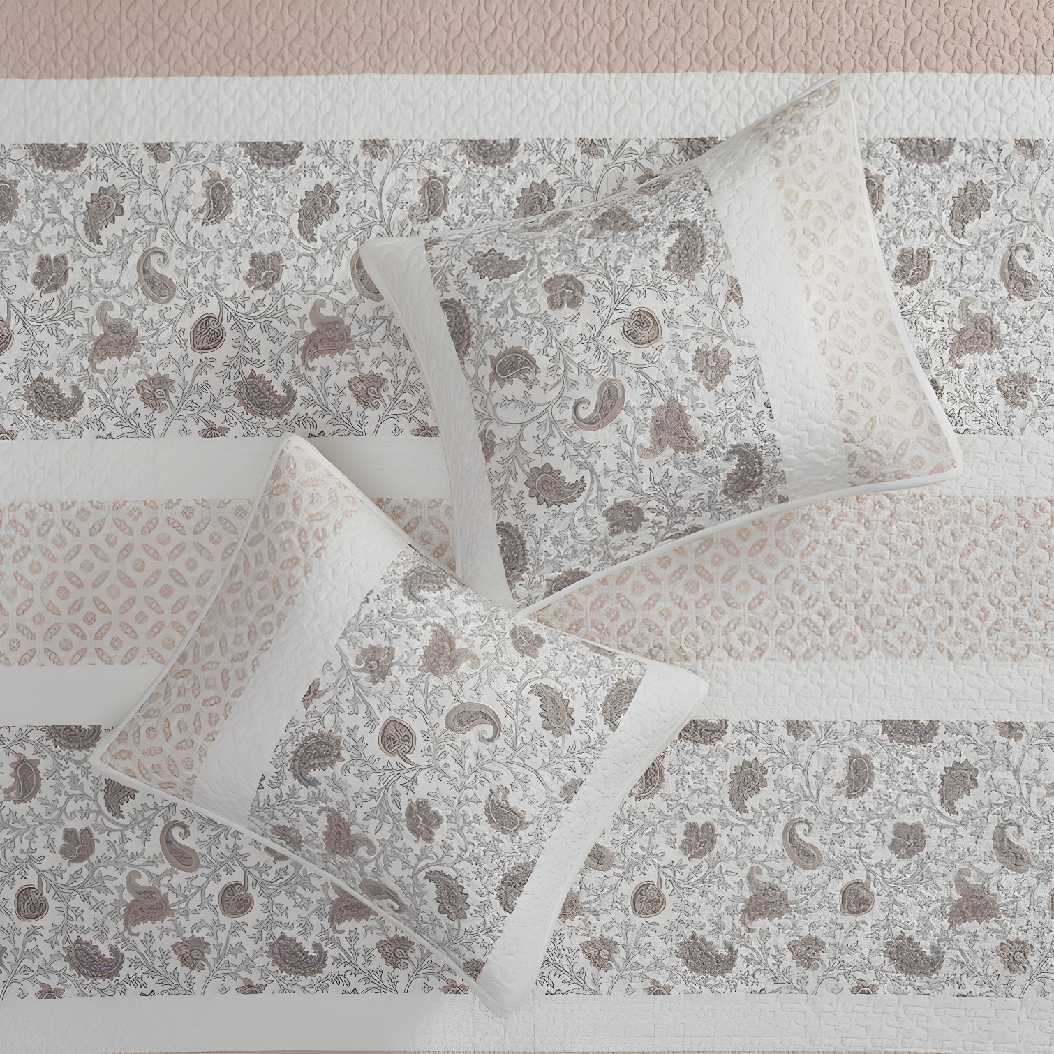 Madison Park Dawn 6 Piece Cotton Percale Quilt Set with Throw Pillows