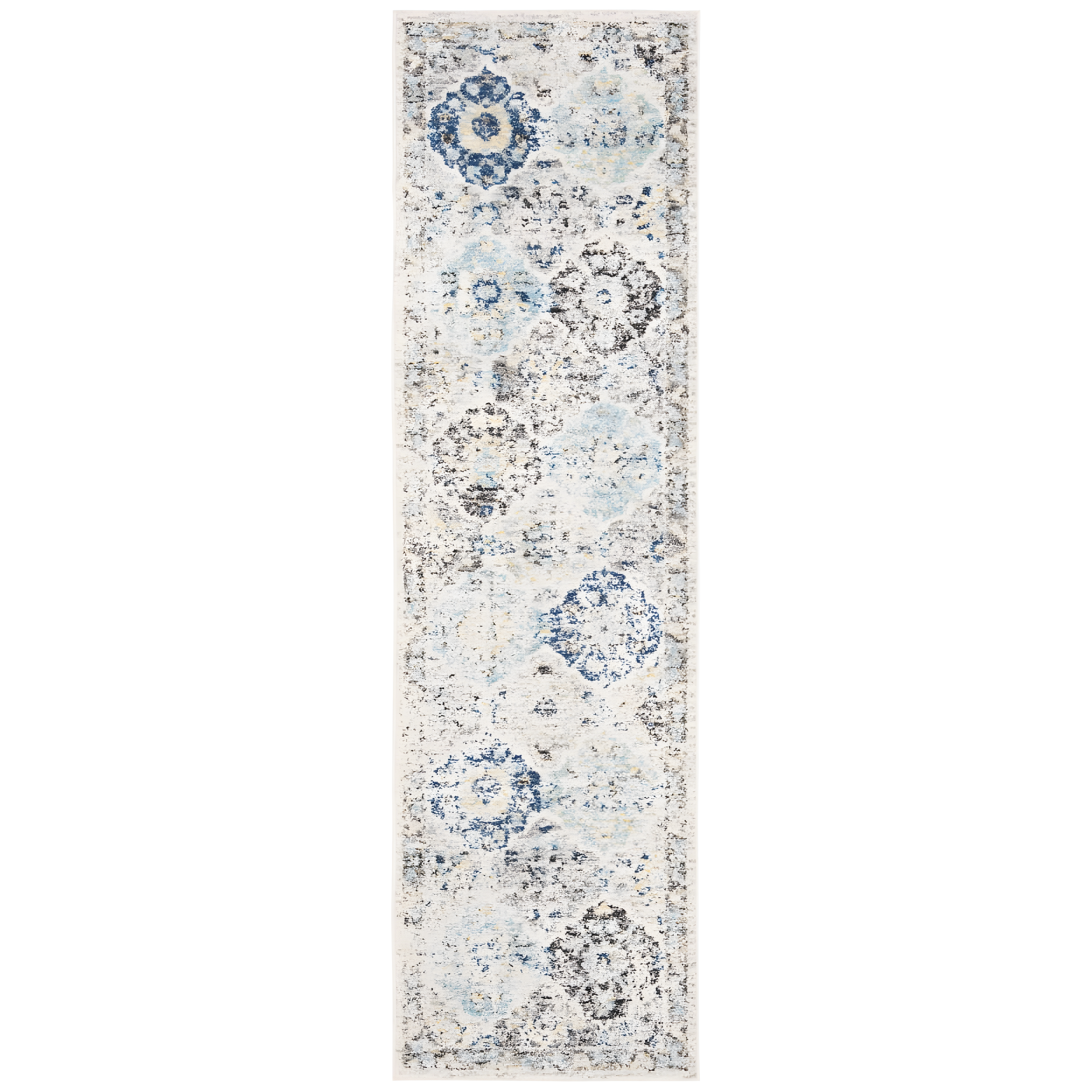 Madison MAD611 Power Loomed Indoor Runner Rug - Ivory/Aqua - 2'3"x6' - Safavieh