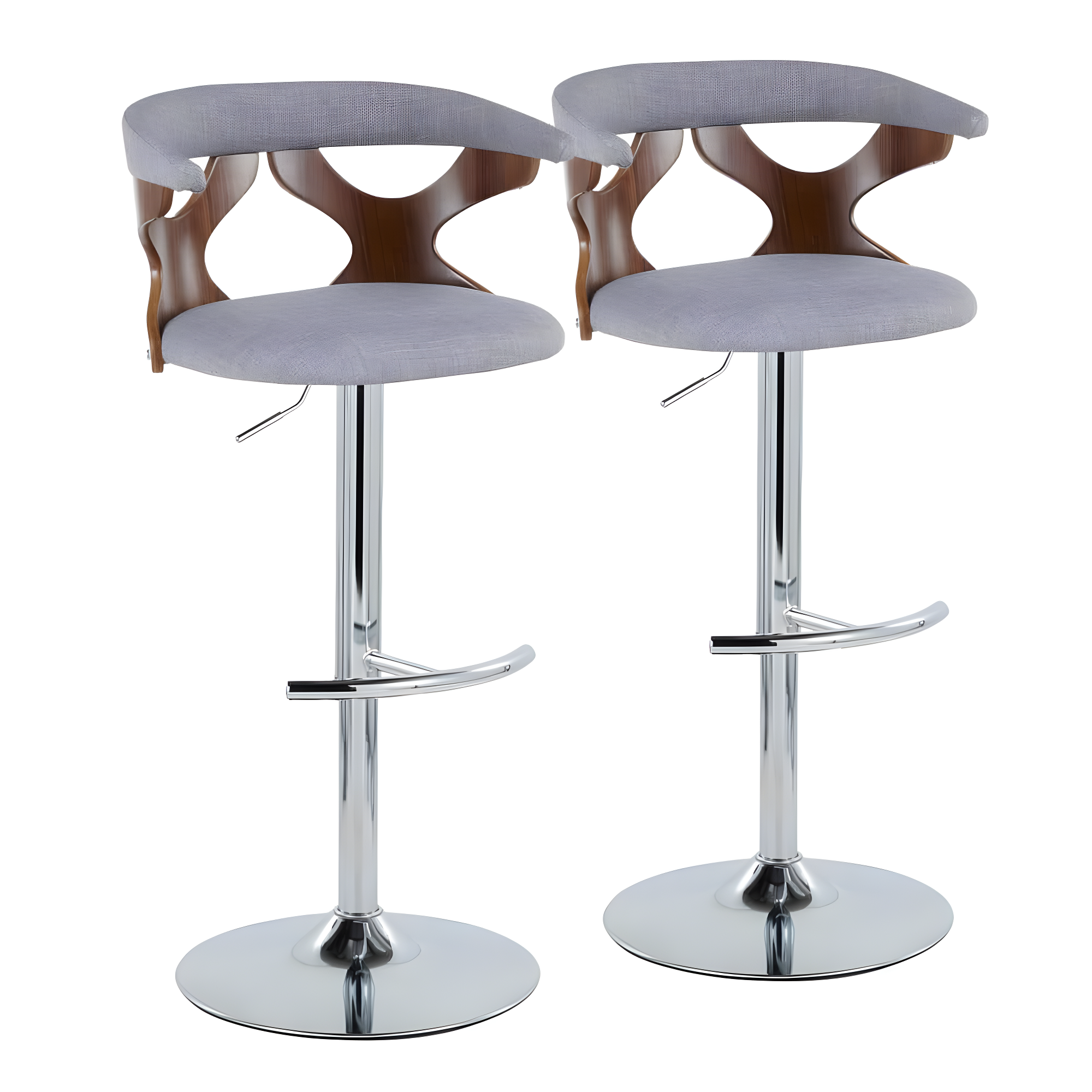LumiSource Gardenia Swivel Upholstered Adjustable Height Counter Stool with Metal Frame (Set of 2)