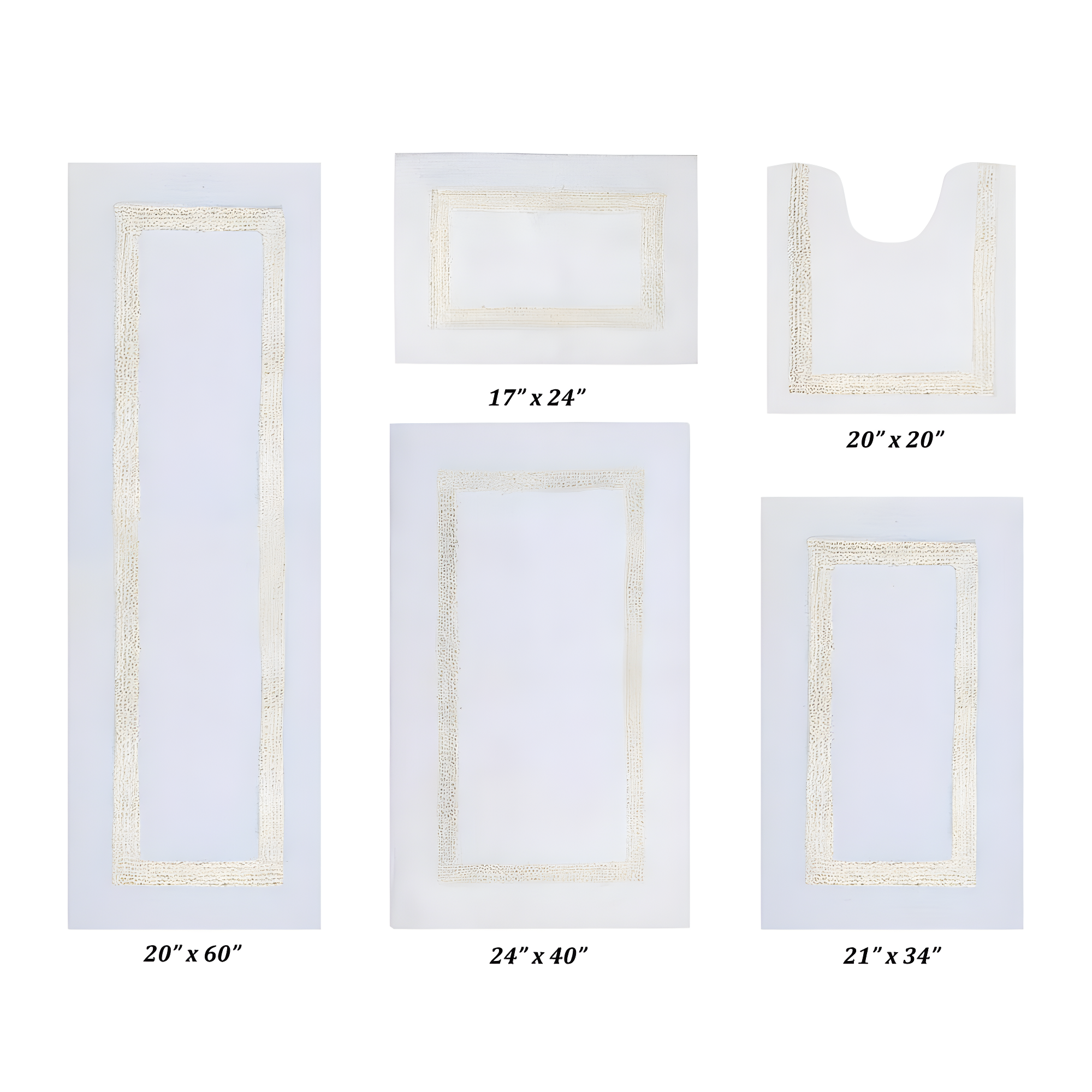 Hokku Designs Makbul Premium 100% Cotton 5 Piece Bath Rug Sets with Race Track Pattern, Machine Washable, Super Absorbent & Tufted Weave Reversible Bath Mat for Bathroom