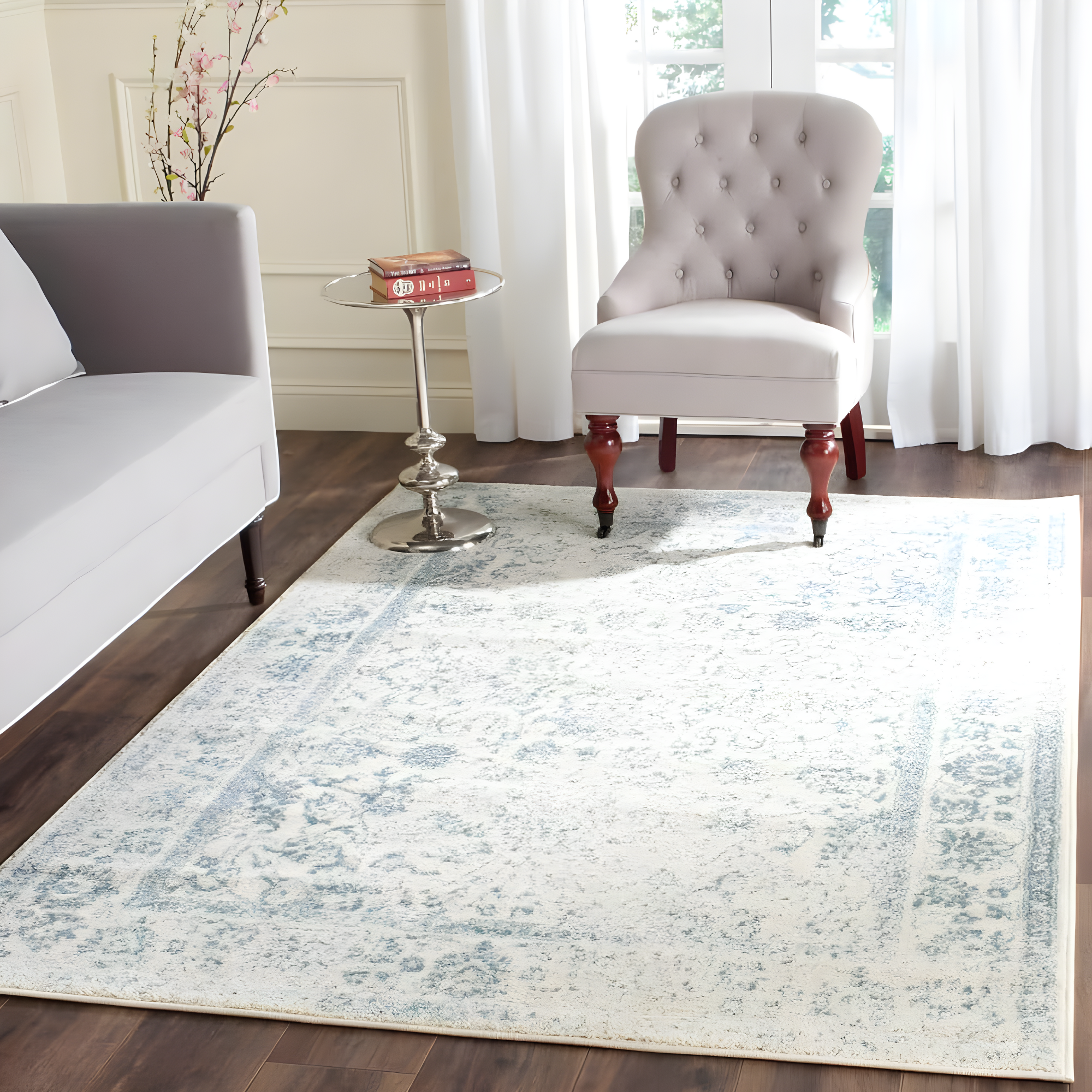Adirondack ADR109 Machine Made Indoor Accent Rug - Ivory/Slate - 2'-6"x4' - Safavieh