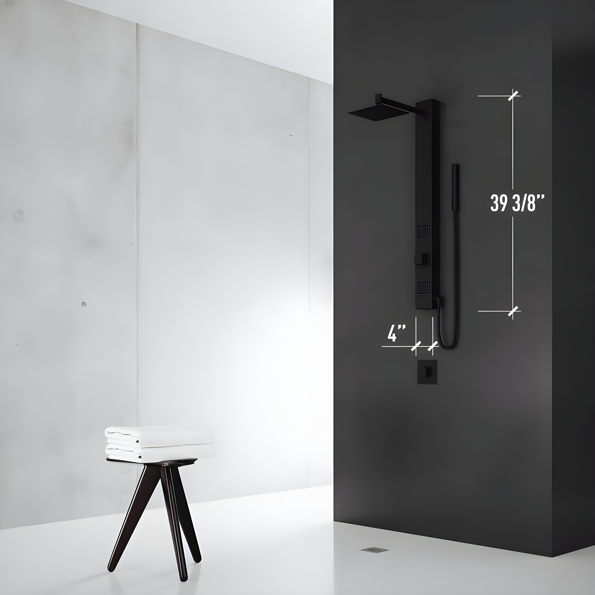 Orchid 39" H X 4" W 2-Jet Shower System with Hand Wand - Requires existing shower head connection