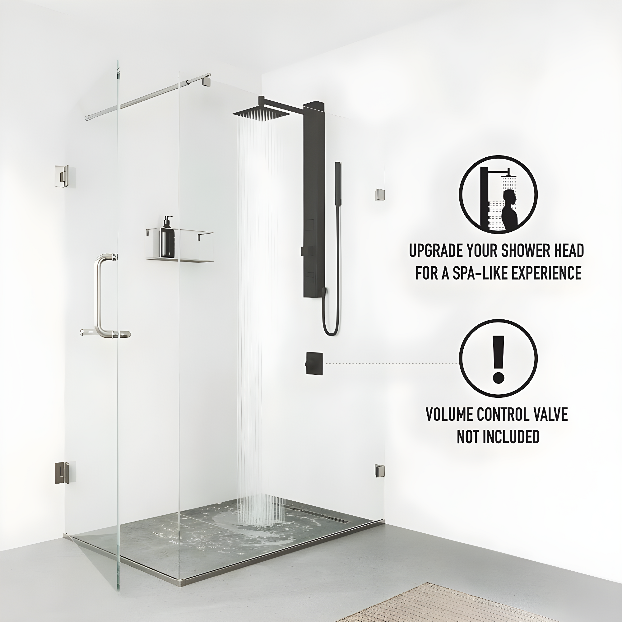 Orchid 39" H X 4" W 2-Jet Shower System with Hand Wand - Requires existing shower head connection